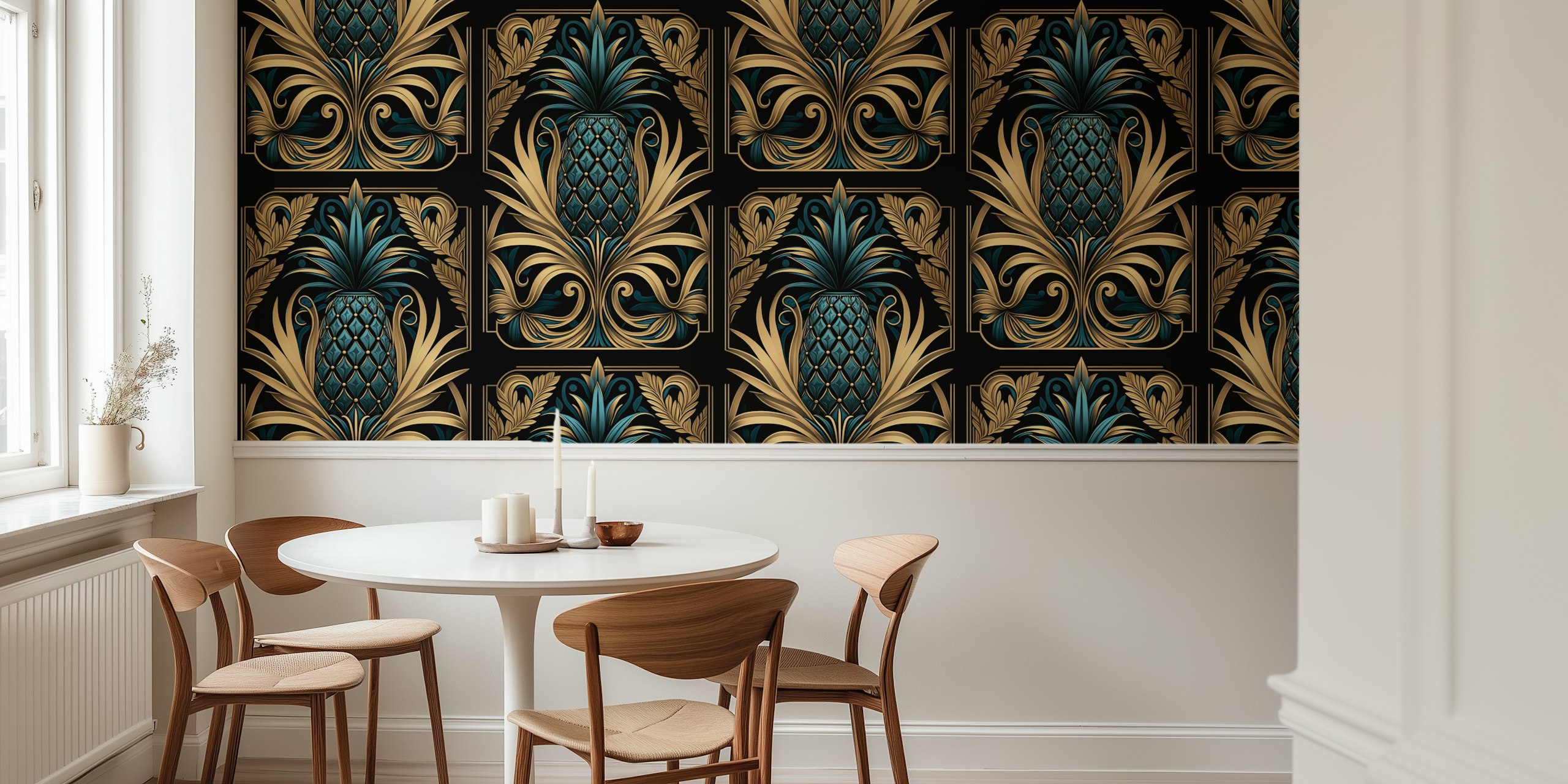 Art Deco Pineapple Luxury wallpaper in a room
