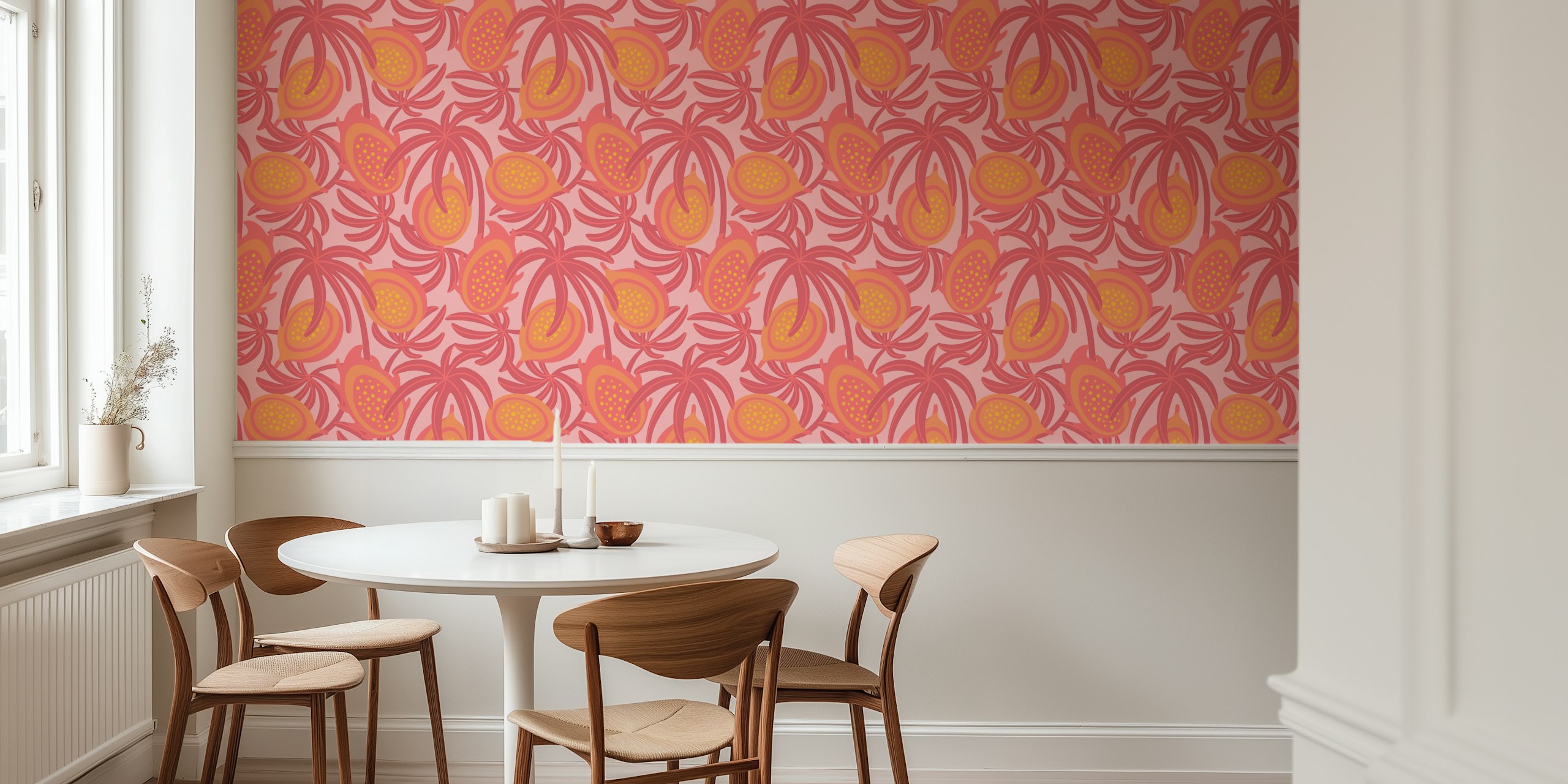 Papier peint Tropical Fruit Pink dans une pièce