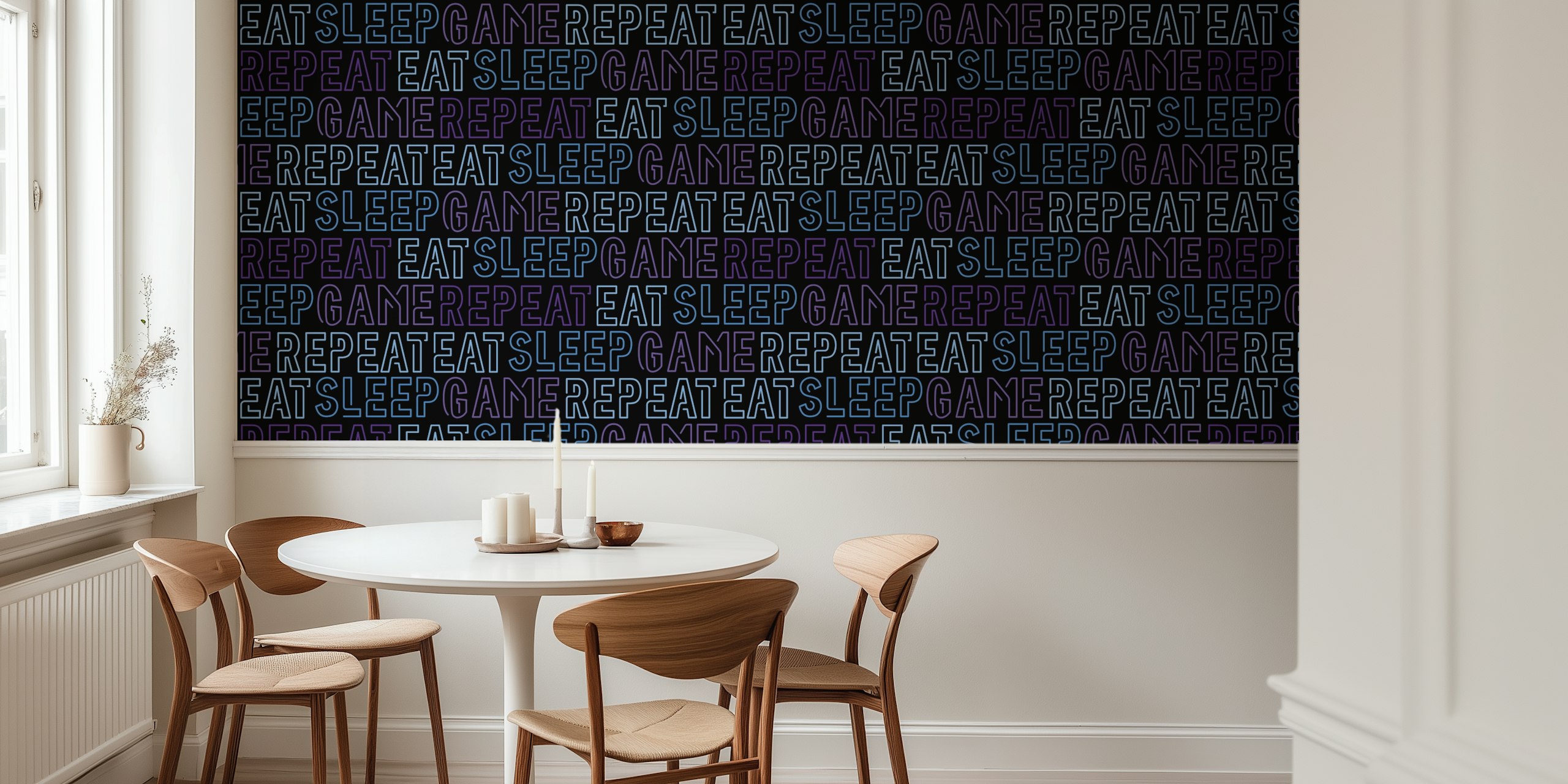 Eat Sleep Game Repeat wallpaper in a room