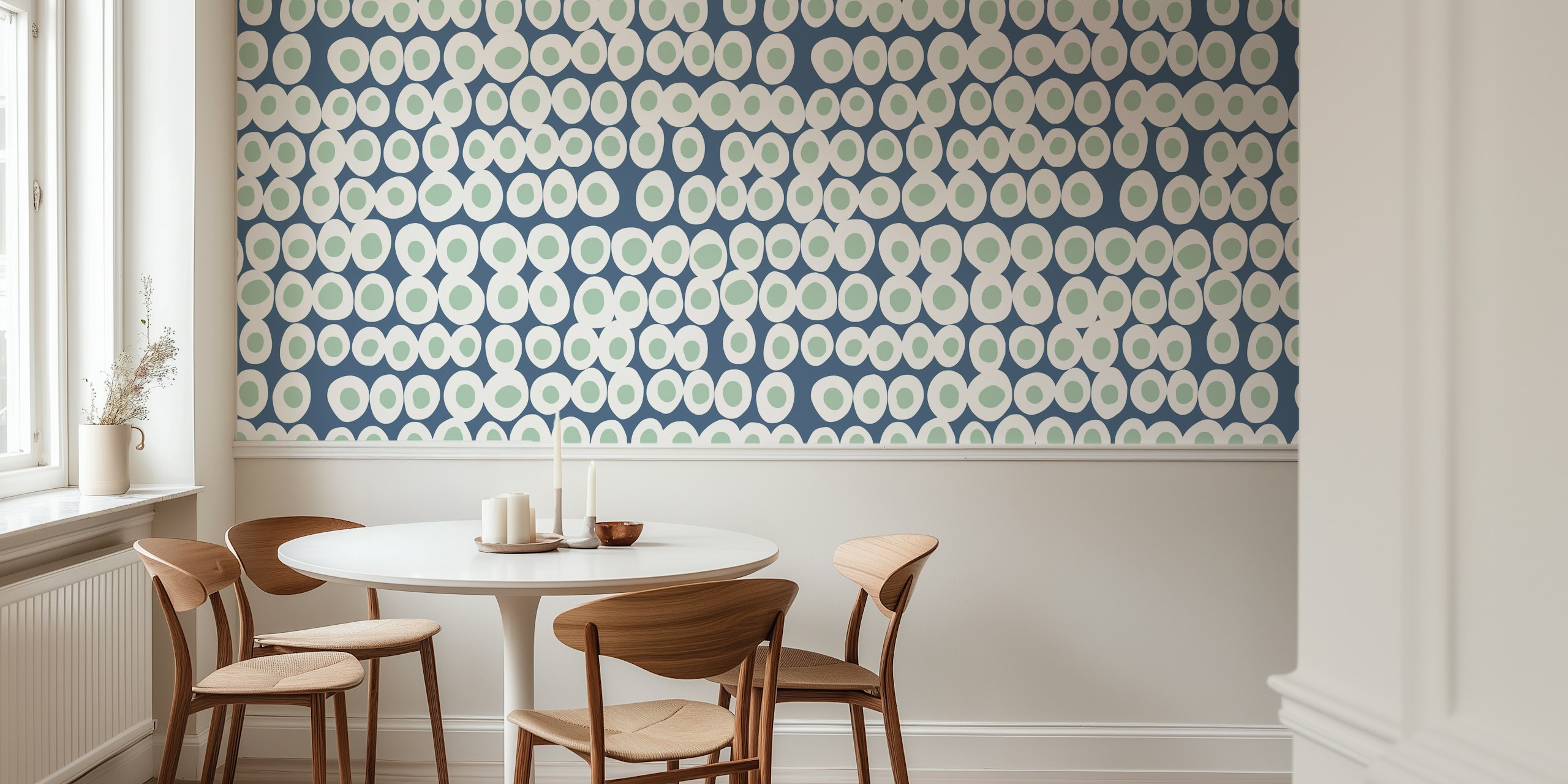 Wonderful bold dots wallpaper w niebieskim i miętowym