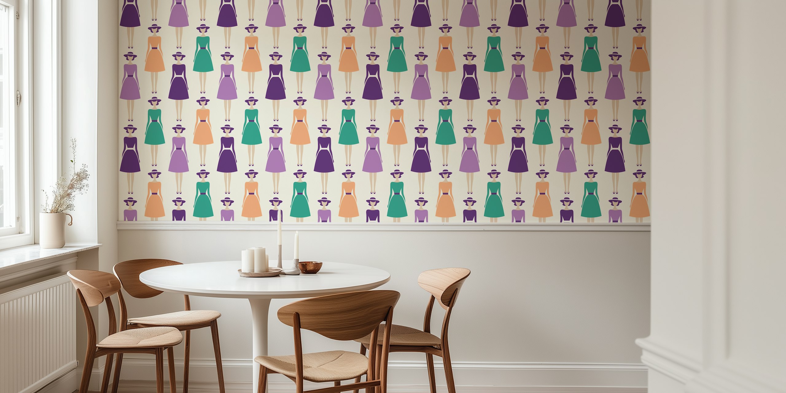 Chic retro fashion wallpaper featuring elegant ladies