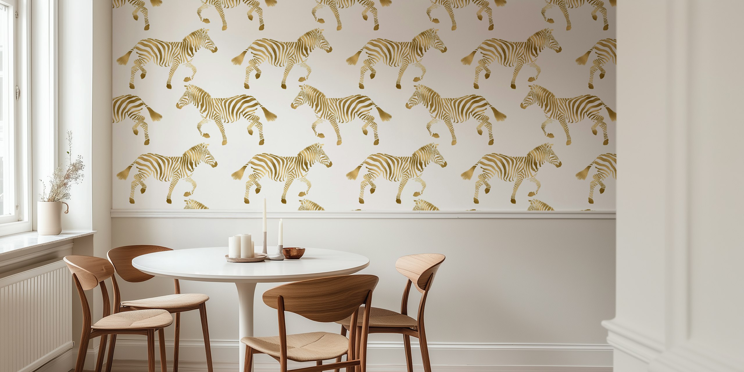 Zebra wallpaper displayed in a room