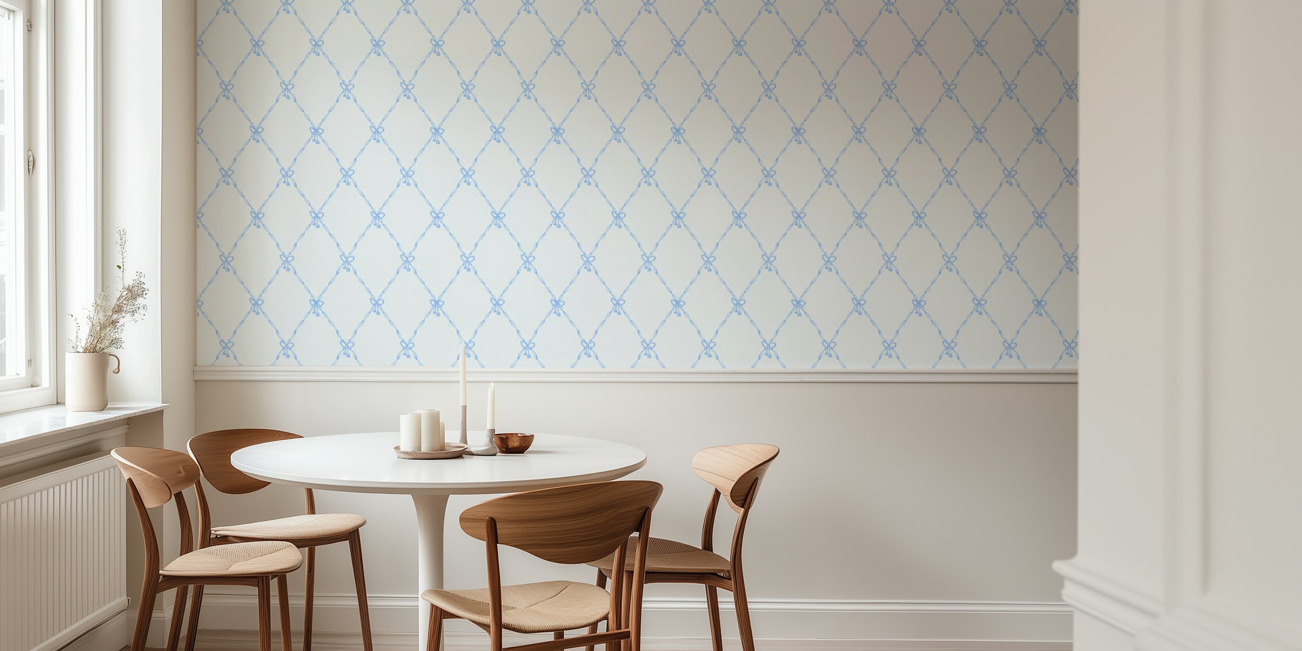 Nautical Blue Bows wallpaper in a room