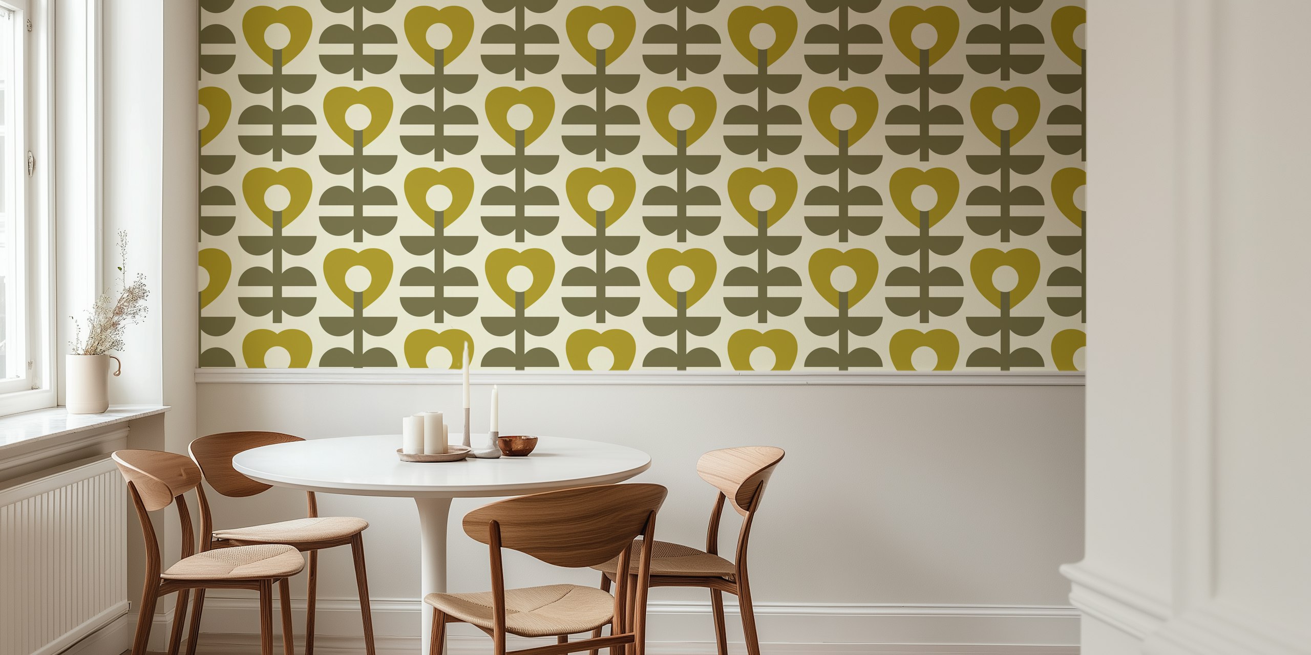 Nordic Scandi geometric heart tapetdesign