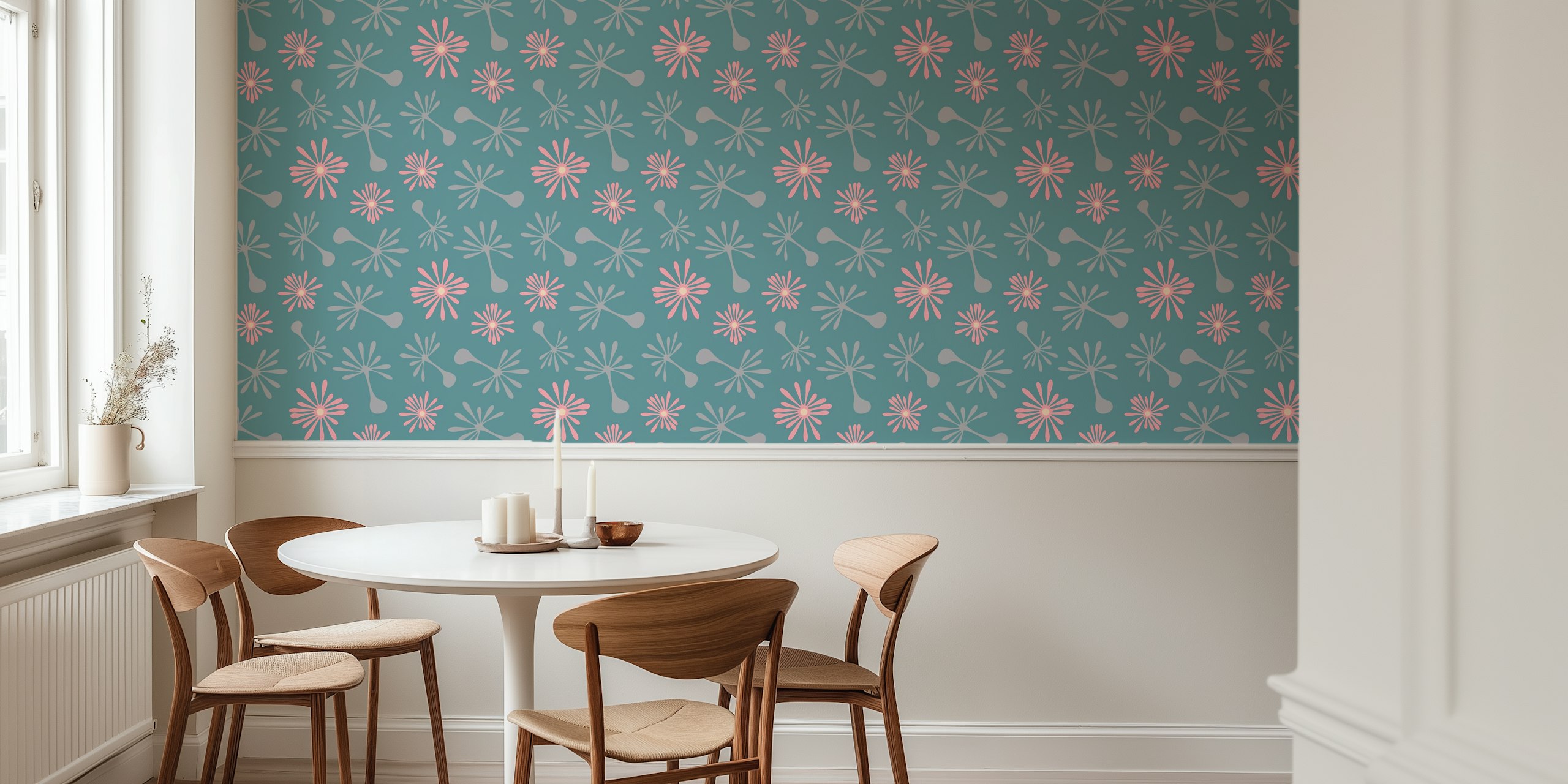 Papel de parede Blowing Dandelions em um ambiente de quarto