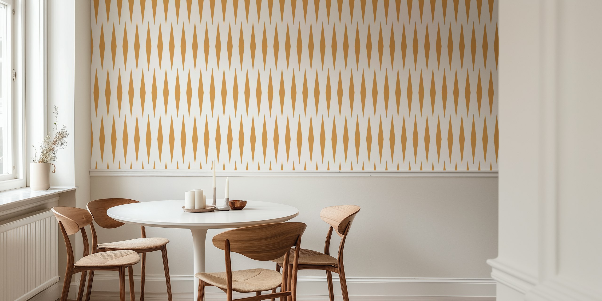 Diamond Stripes Geometric mustard yellow wallpaper