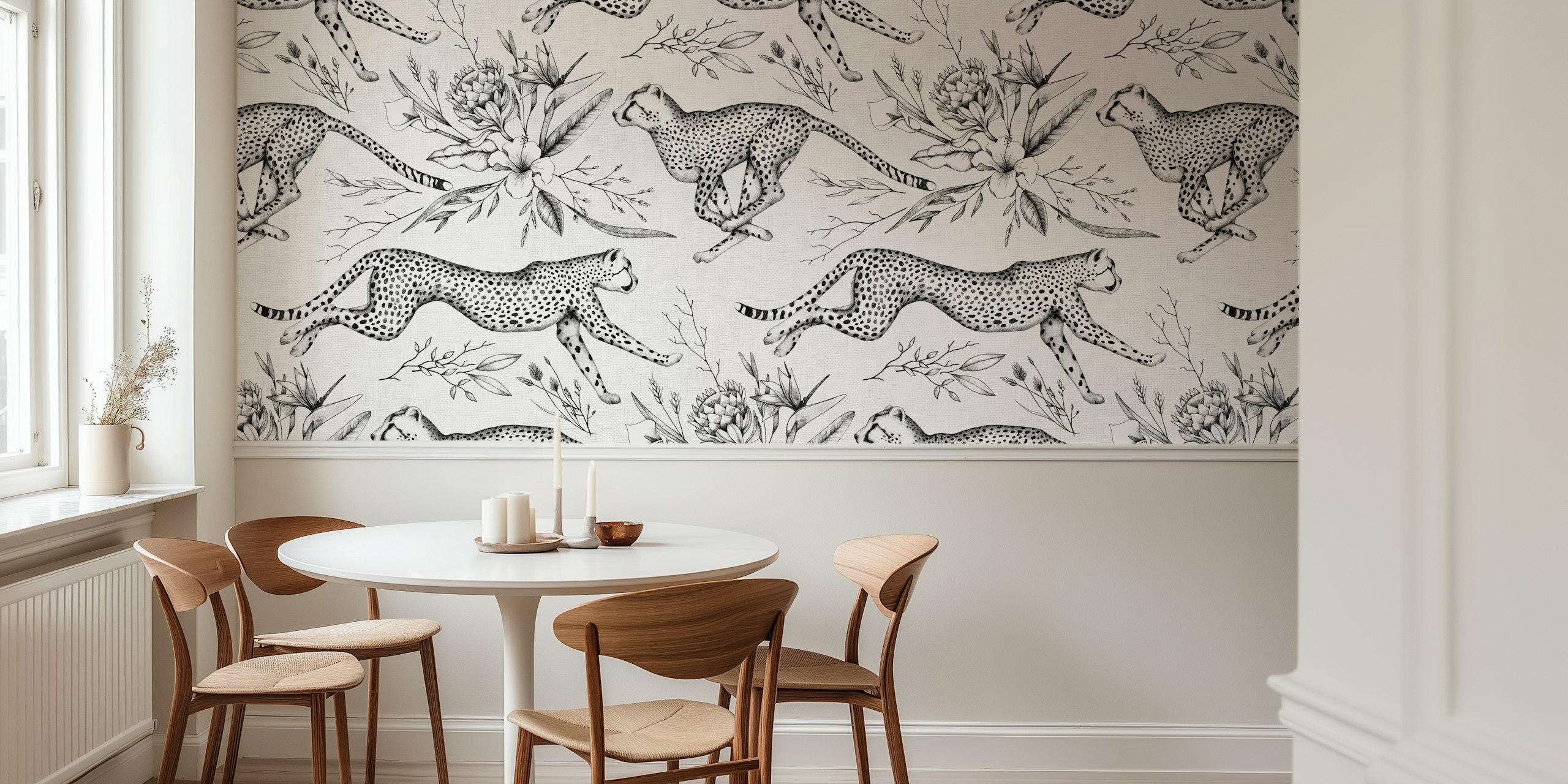 papel de parede Safari Cheetah Toile em um quarto
