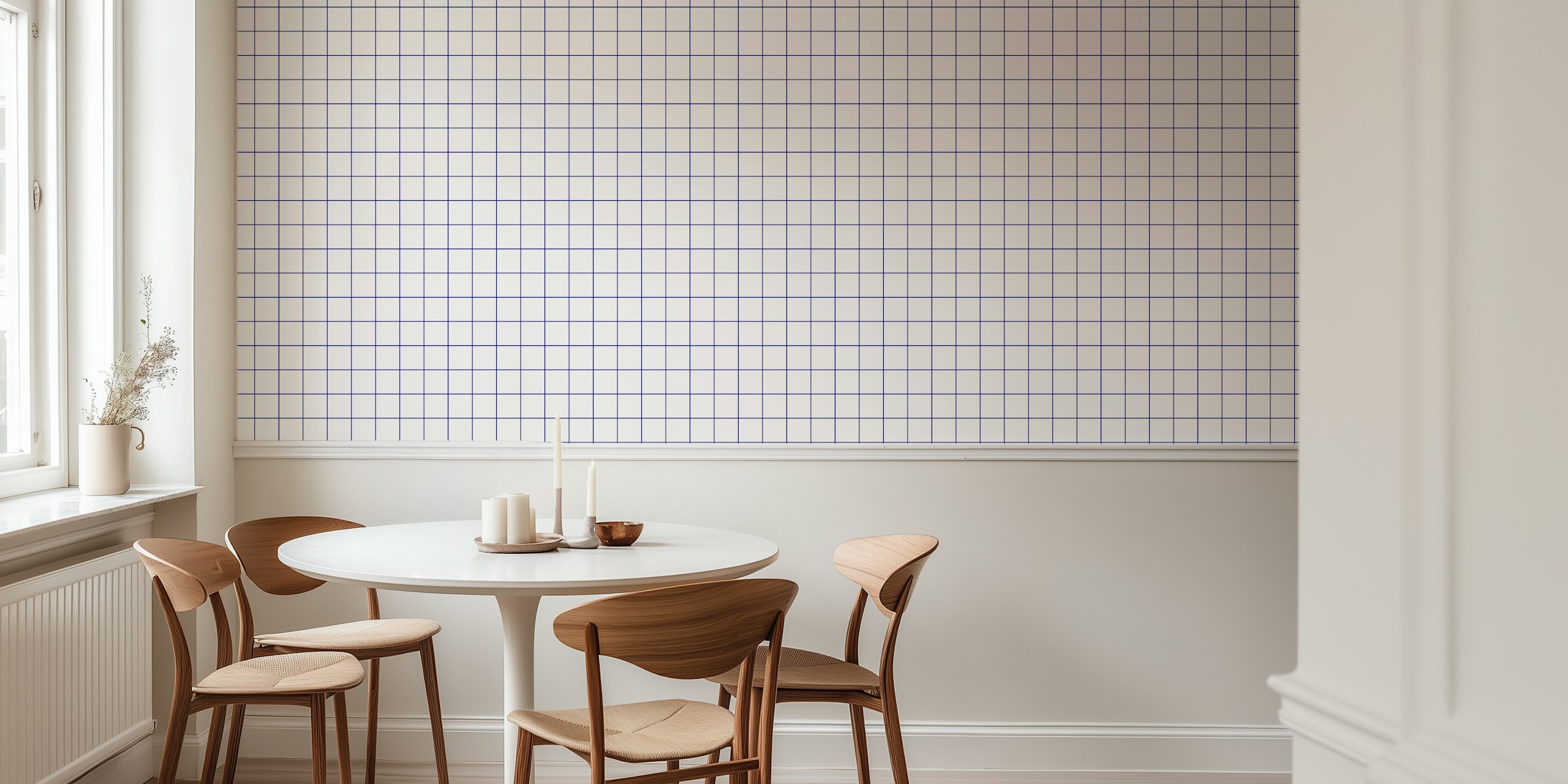 Grid Blue Pop wallpaper displayed in a room