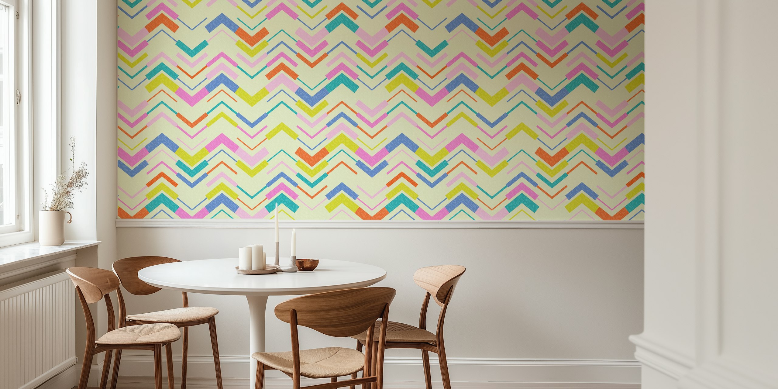 Tapeta Colorful kitschy chevron stripe u sobi
