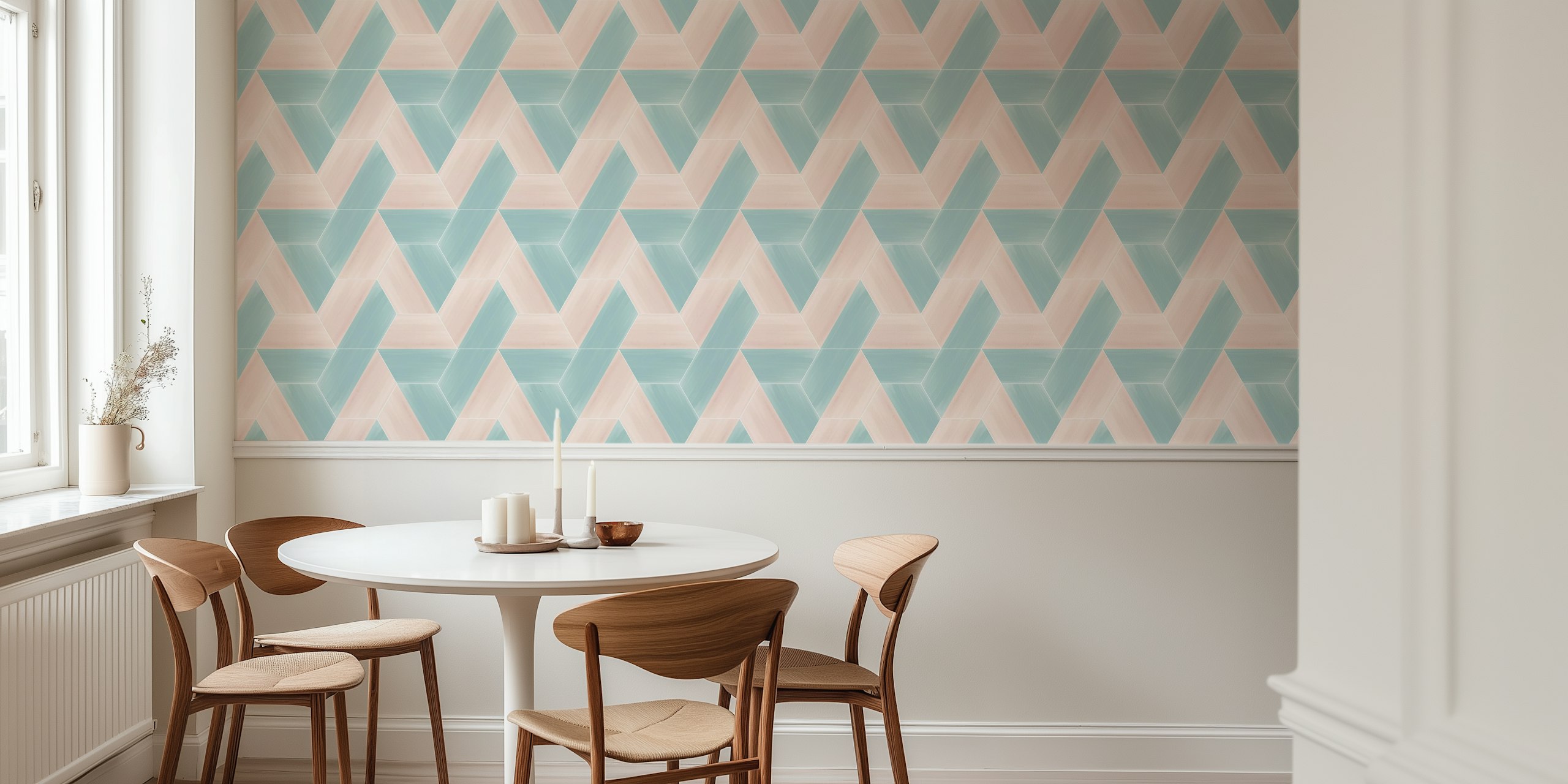 Carta da parati Playful Hexagon Glazed Tiles in una stanza