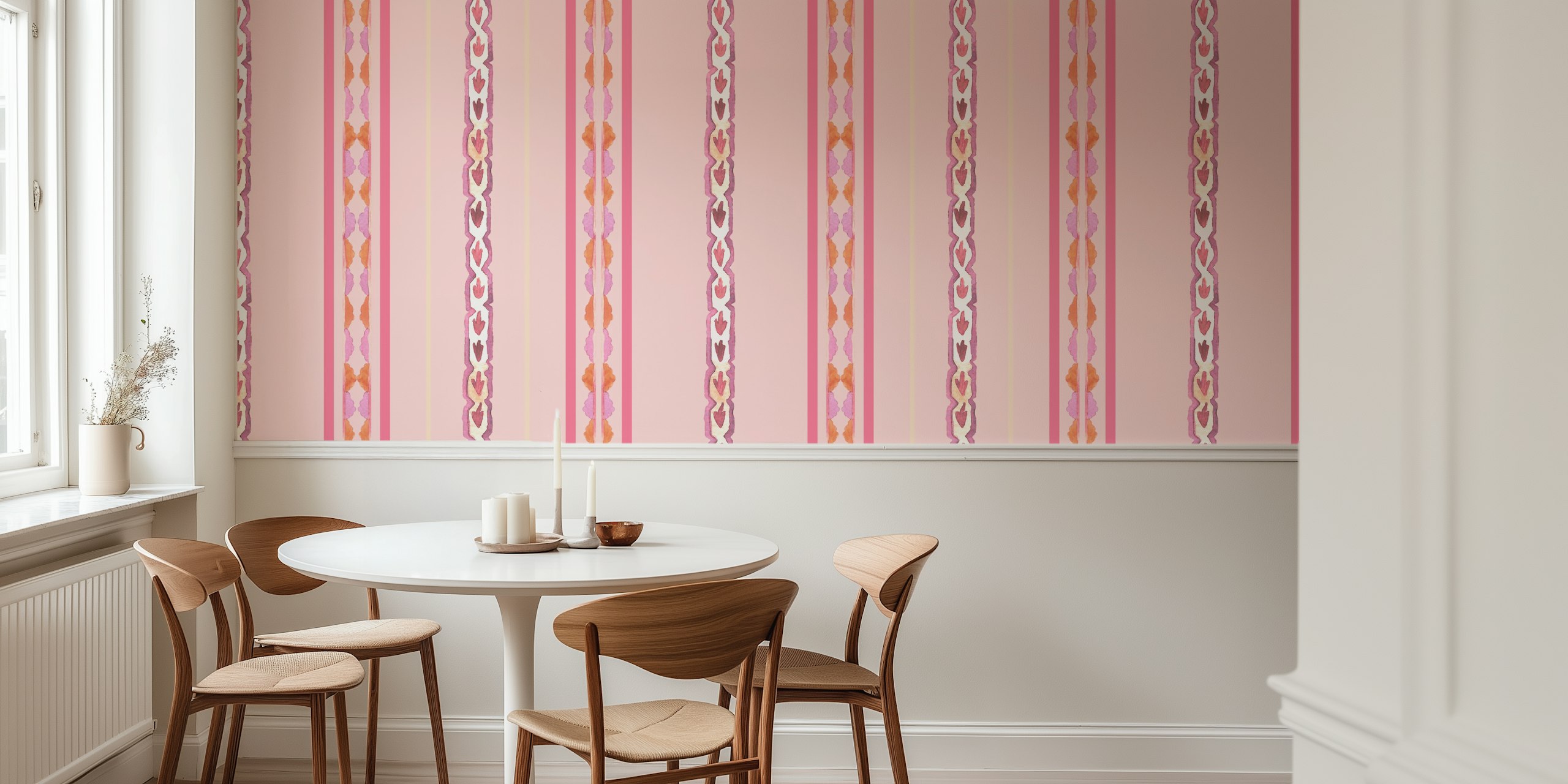 Eternal Paisley Strips 8 wallpaper in a room.