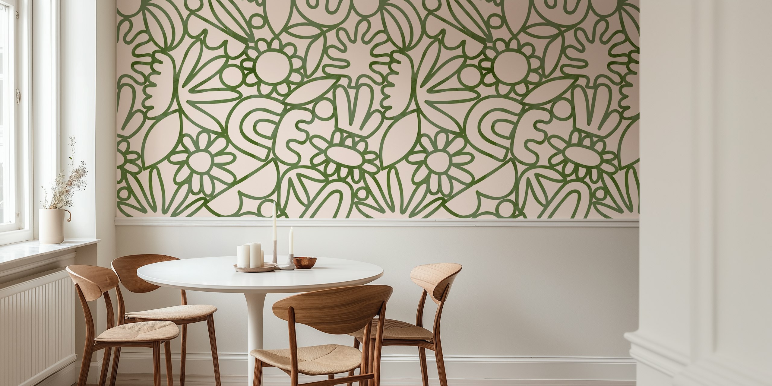 Eco Chic Flora wallpaper in een kamerindeling