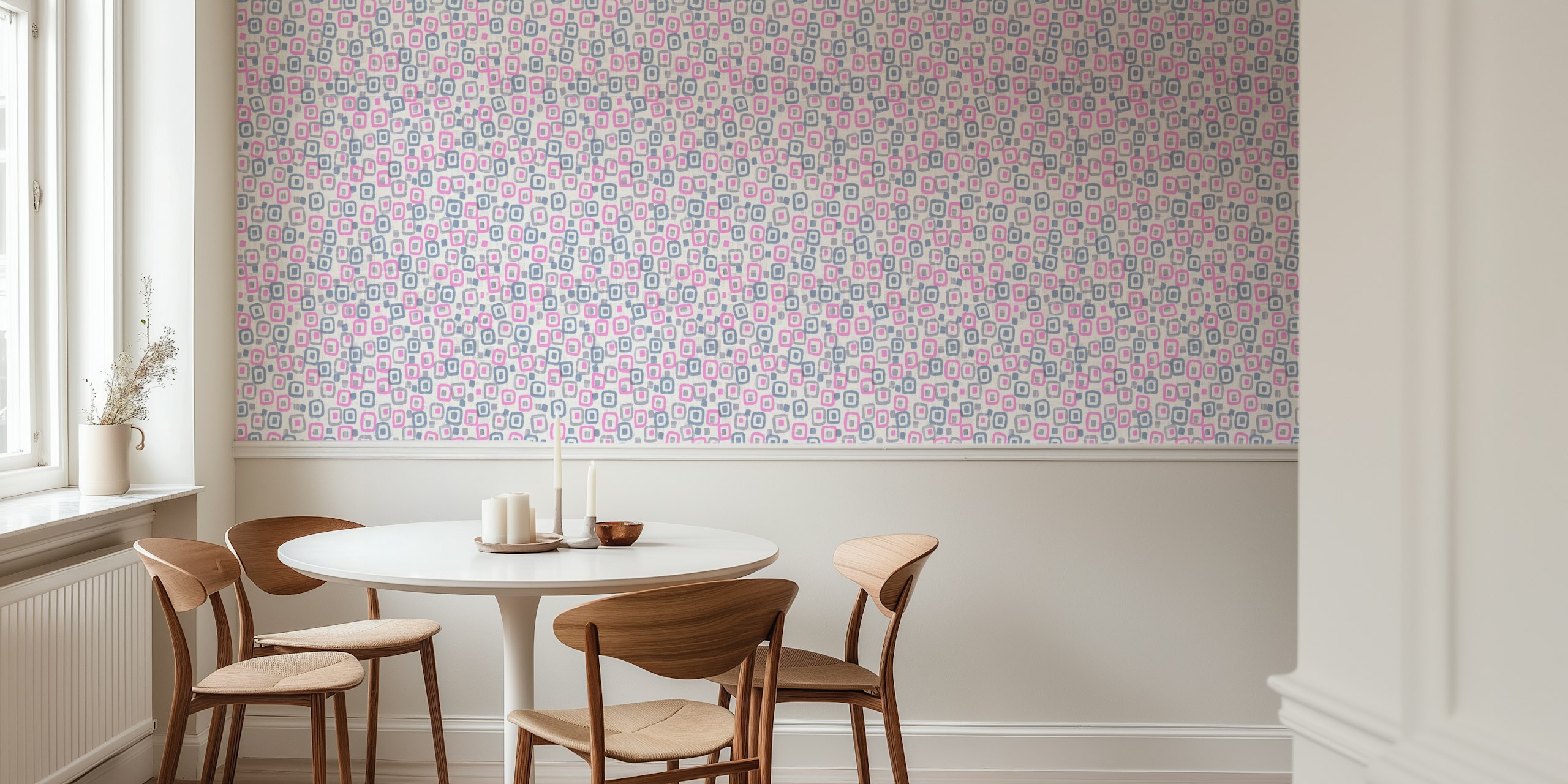Papel tapiz boho chic con bloques coloridos