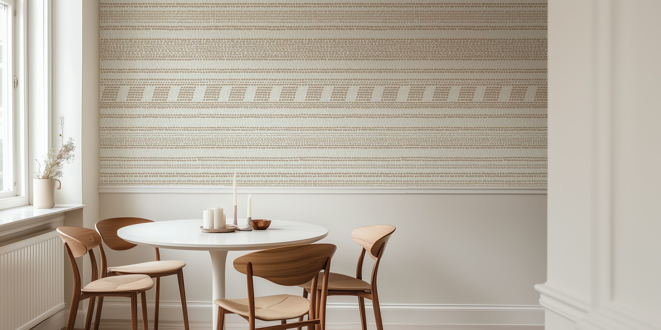 Beige carta da parati orizzontale hand woven stripe