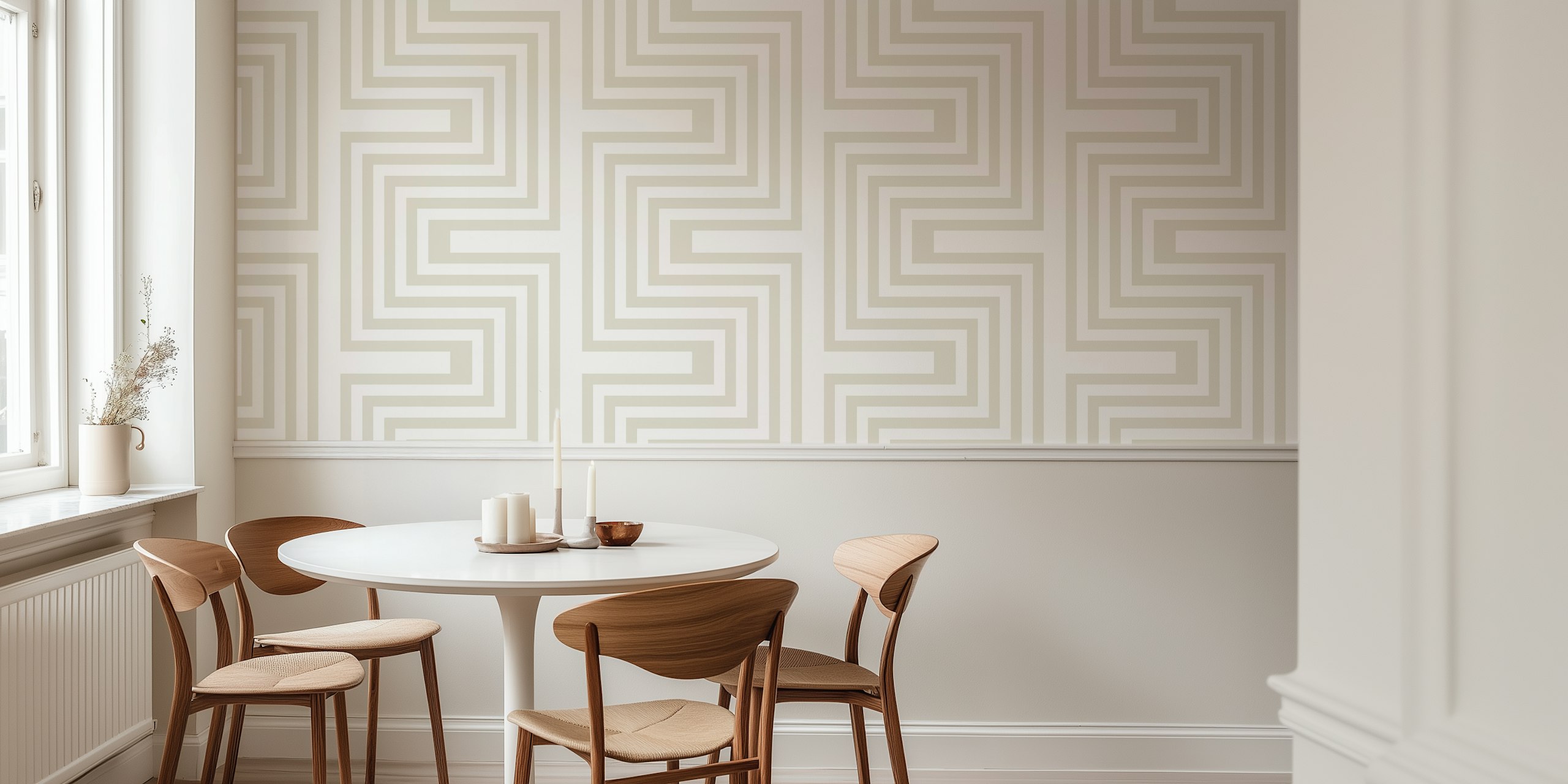 Geometric Wave Stripes wallpaper design in warm tones