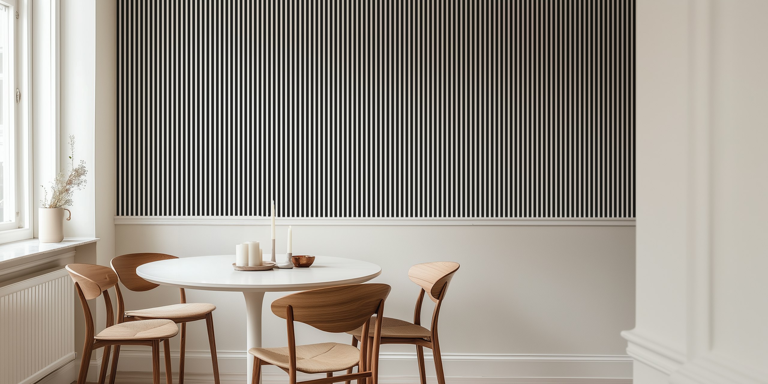 Black and white vertical stripes wallpaper