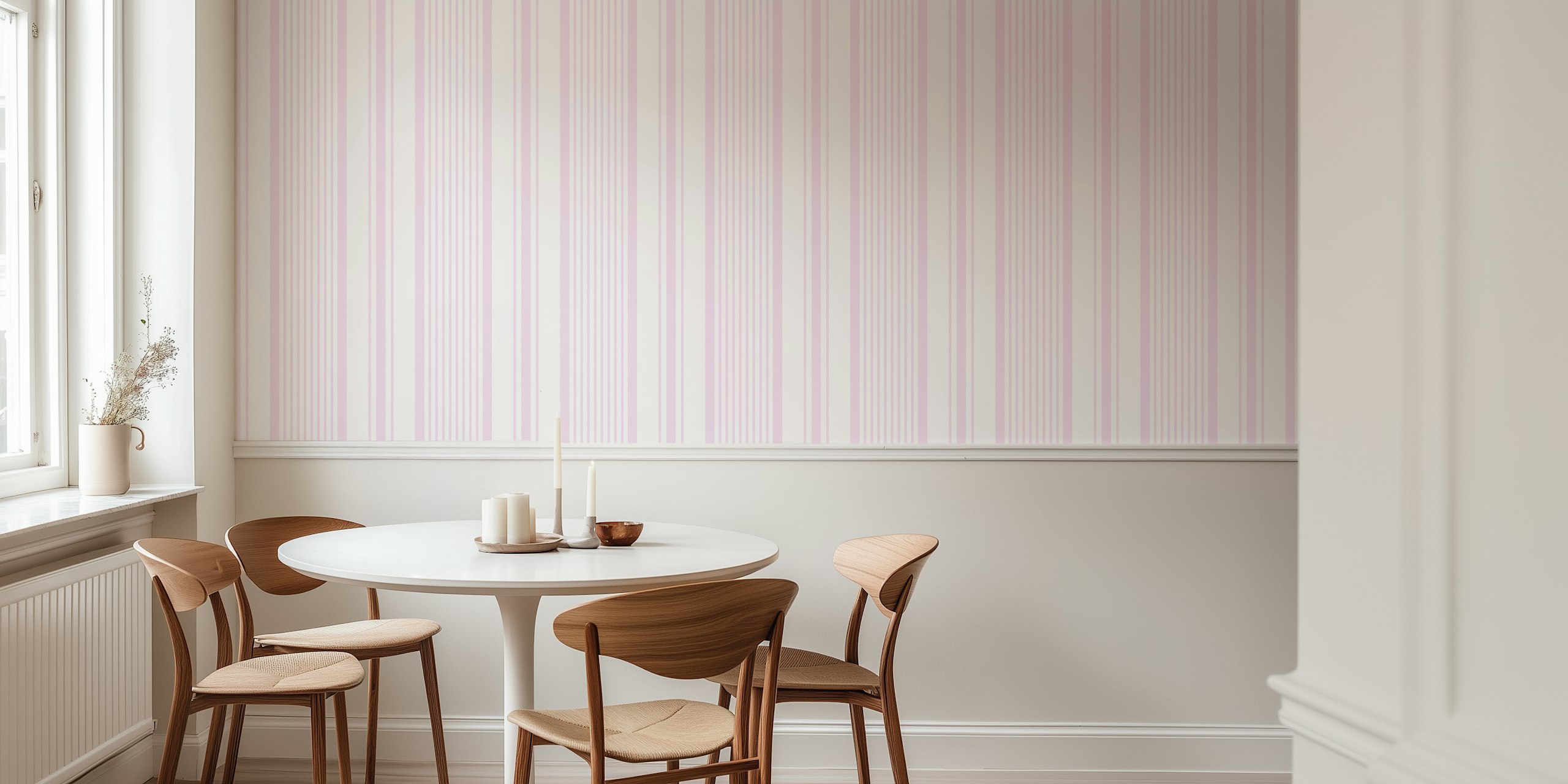 Classic stripes muted lavender pink tapeta u sobi