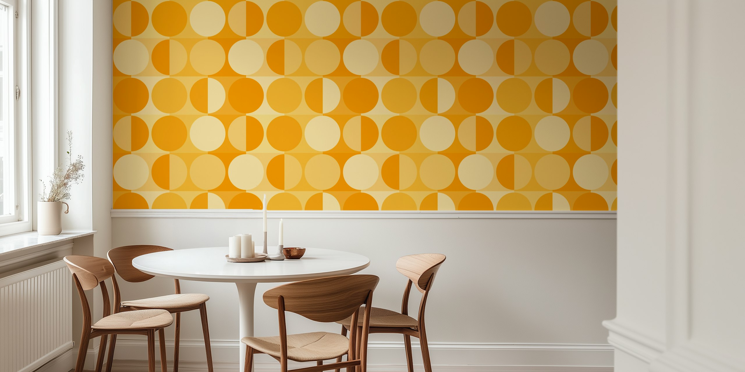 SS - Minimal yellow sun Tapete in einem Raum