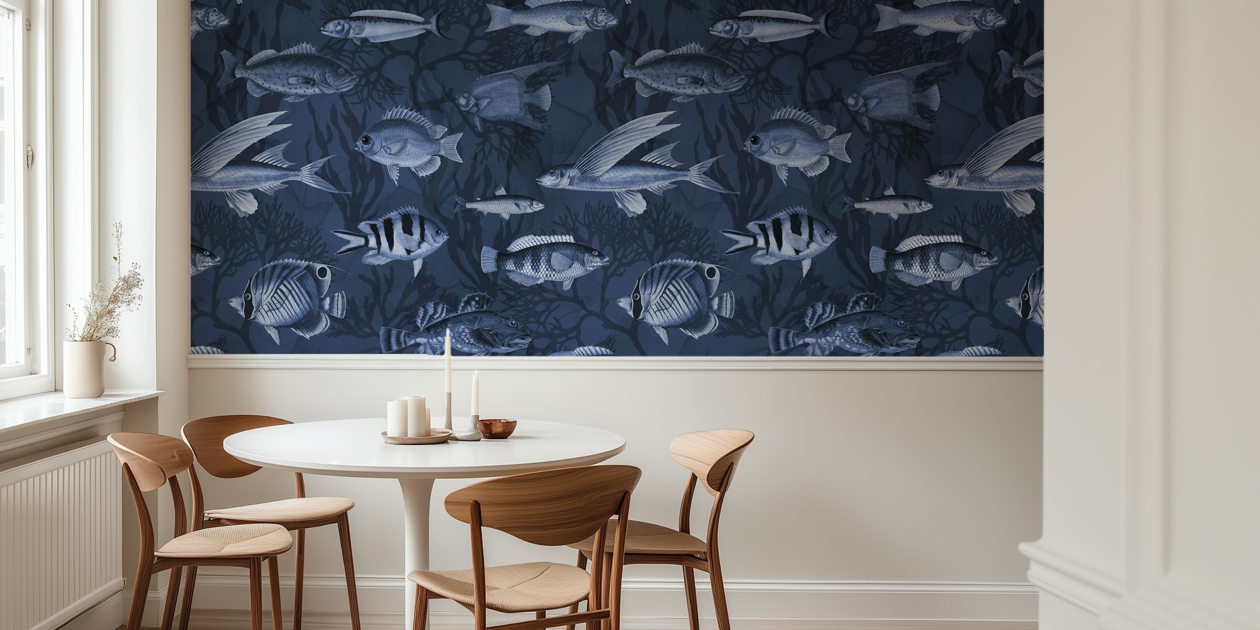 Deep blue ocean coral reef wallpaper design