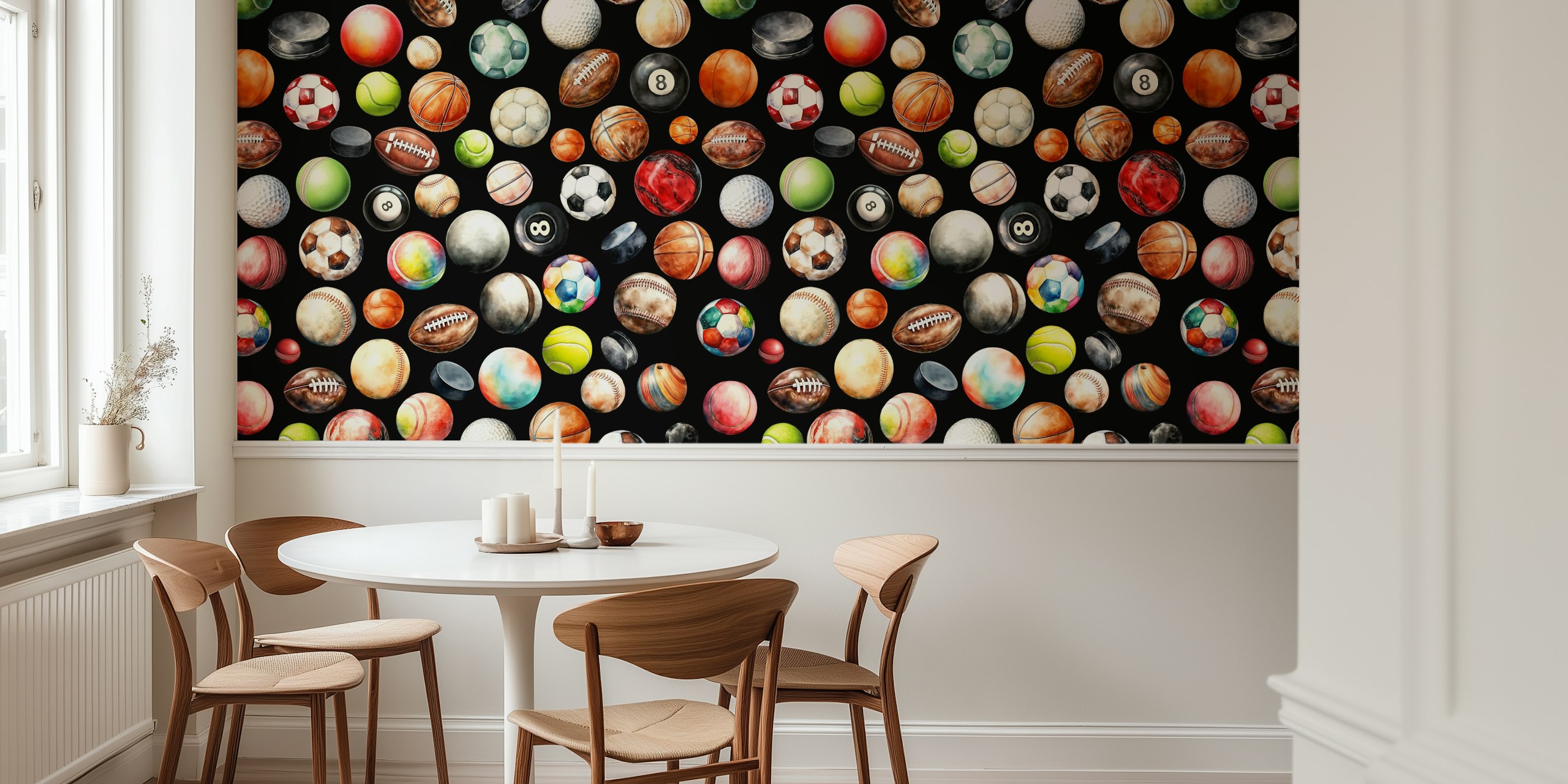 Colorful sports balls wallpaper design