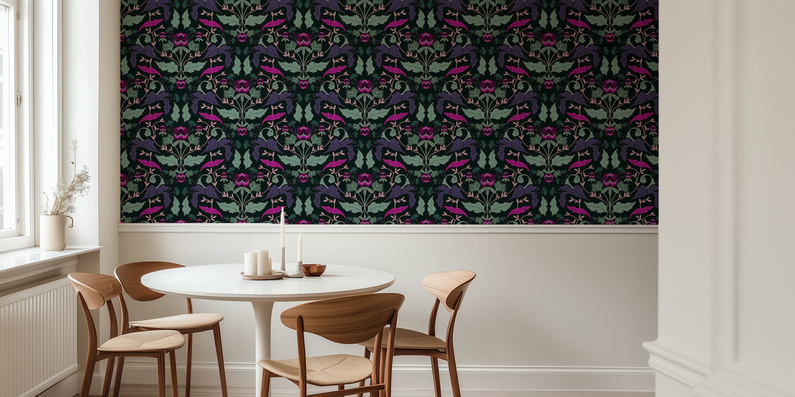 Design della carta da parati Dark Victorian Tulip Flowers