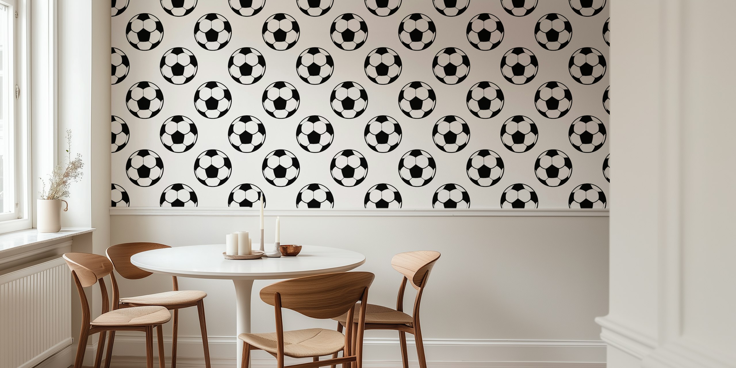 Motif de ballons de football noir et blanc wallpaper