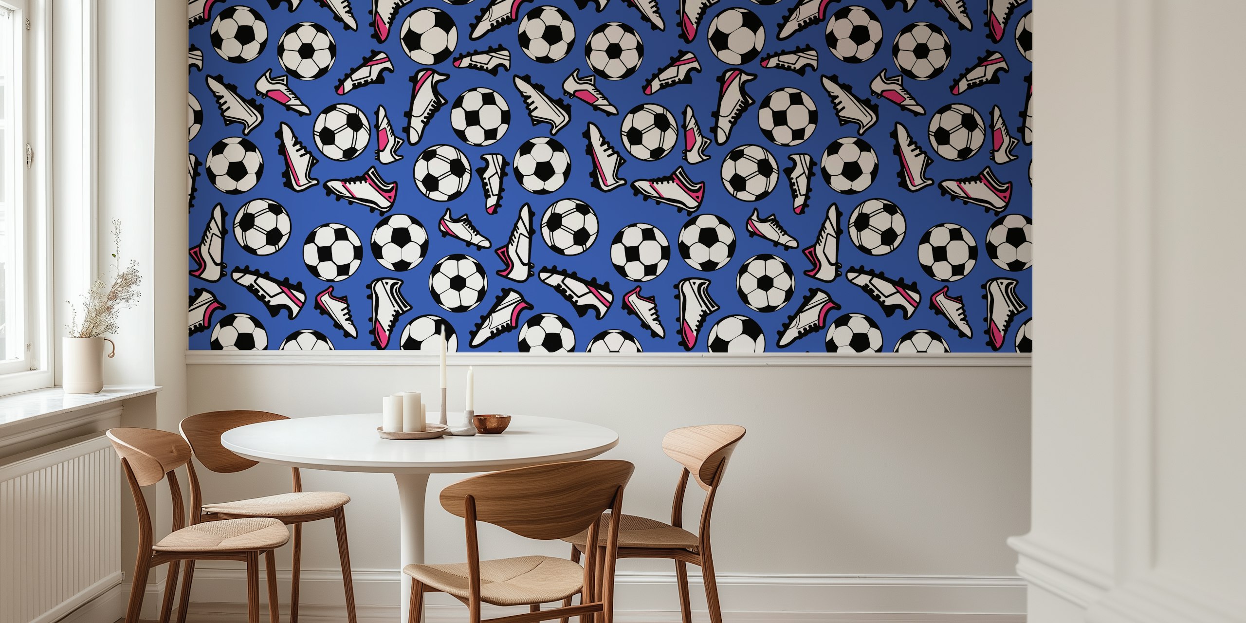 Wallpaper design with soccer cleats and balls