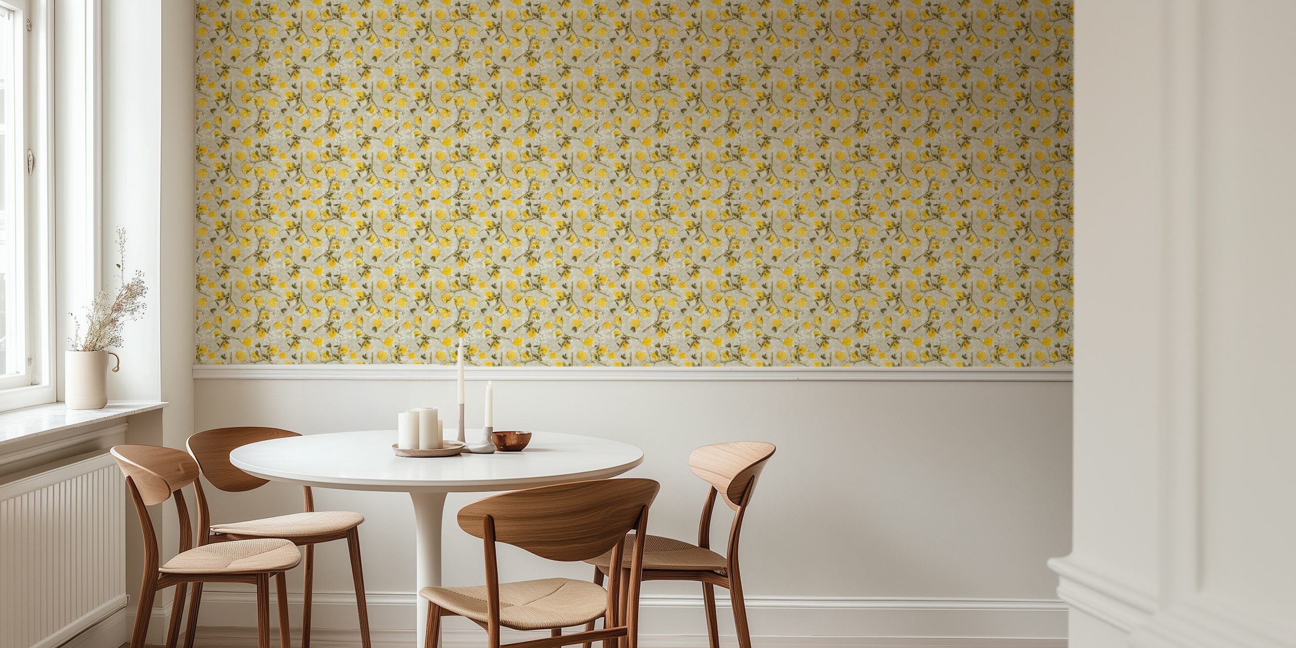 Lemon branches wallpaper design in a room