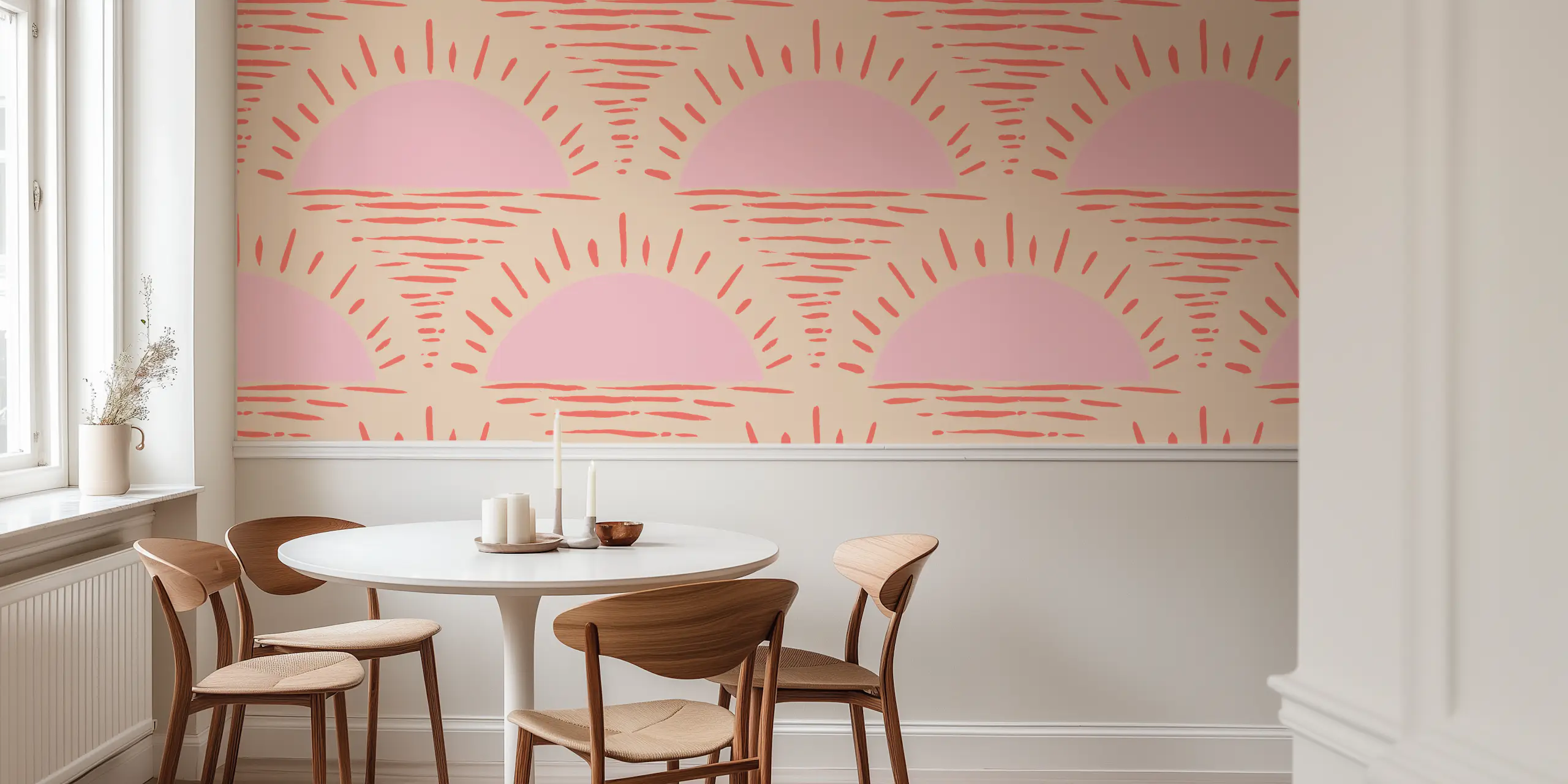 Pink/red Rising Rising Rising Sun In Pink And Red Wallpaper