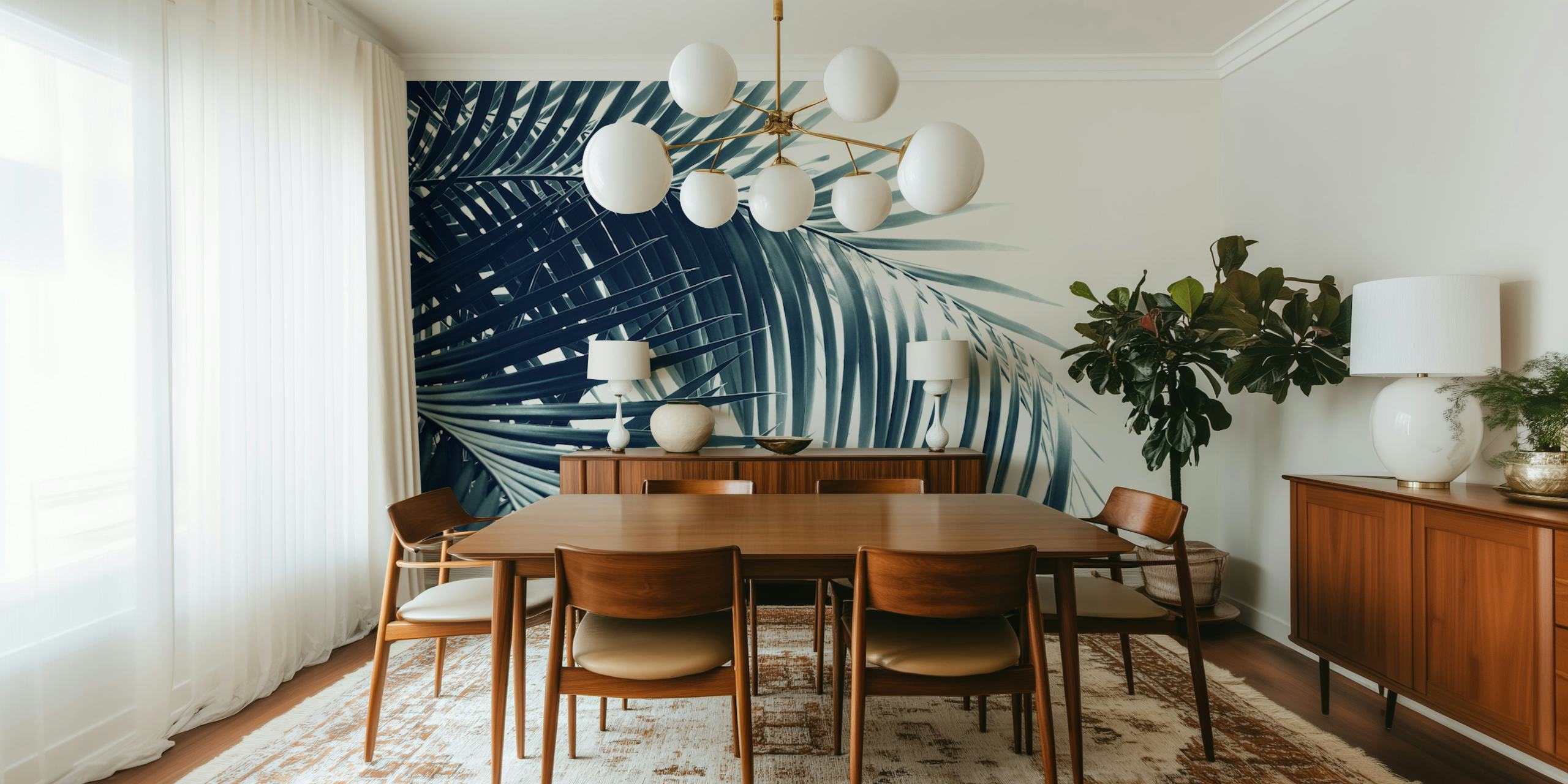 Palm leaves wallpaper on display