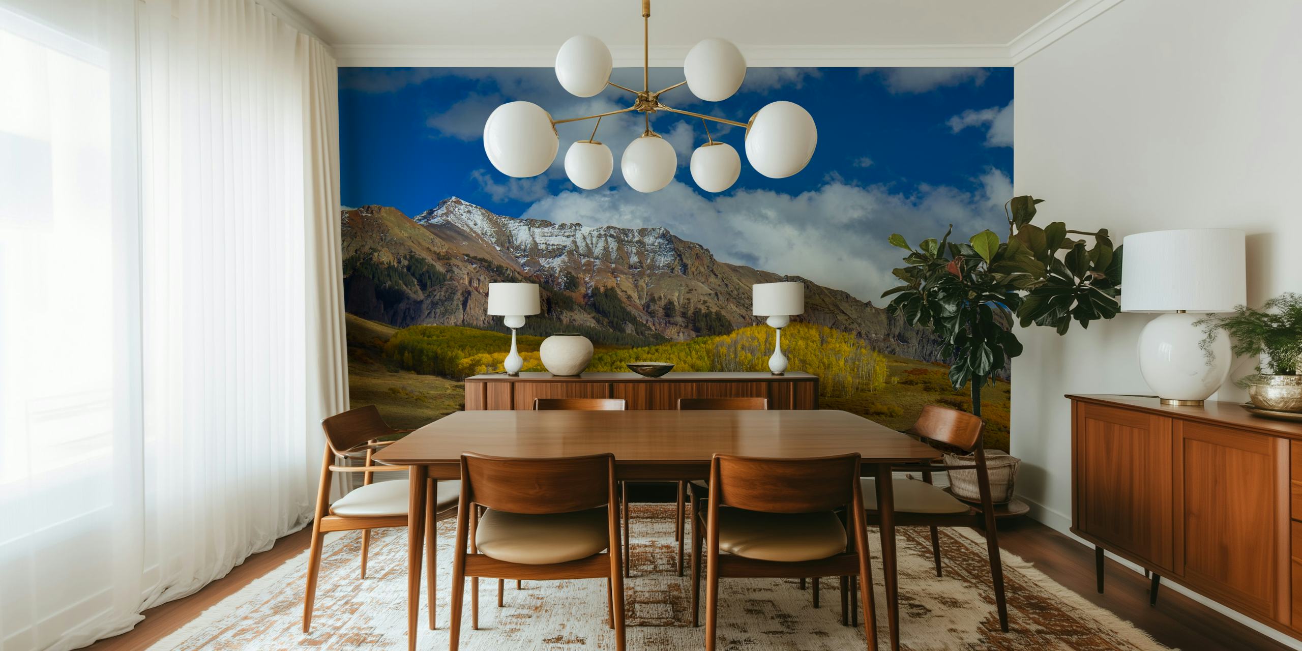 Wall mural of Colorado mountains in autumn with golden aspen trees and snow-capped peaks