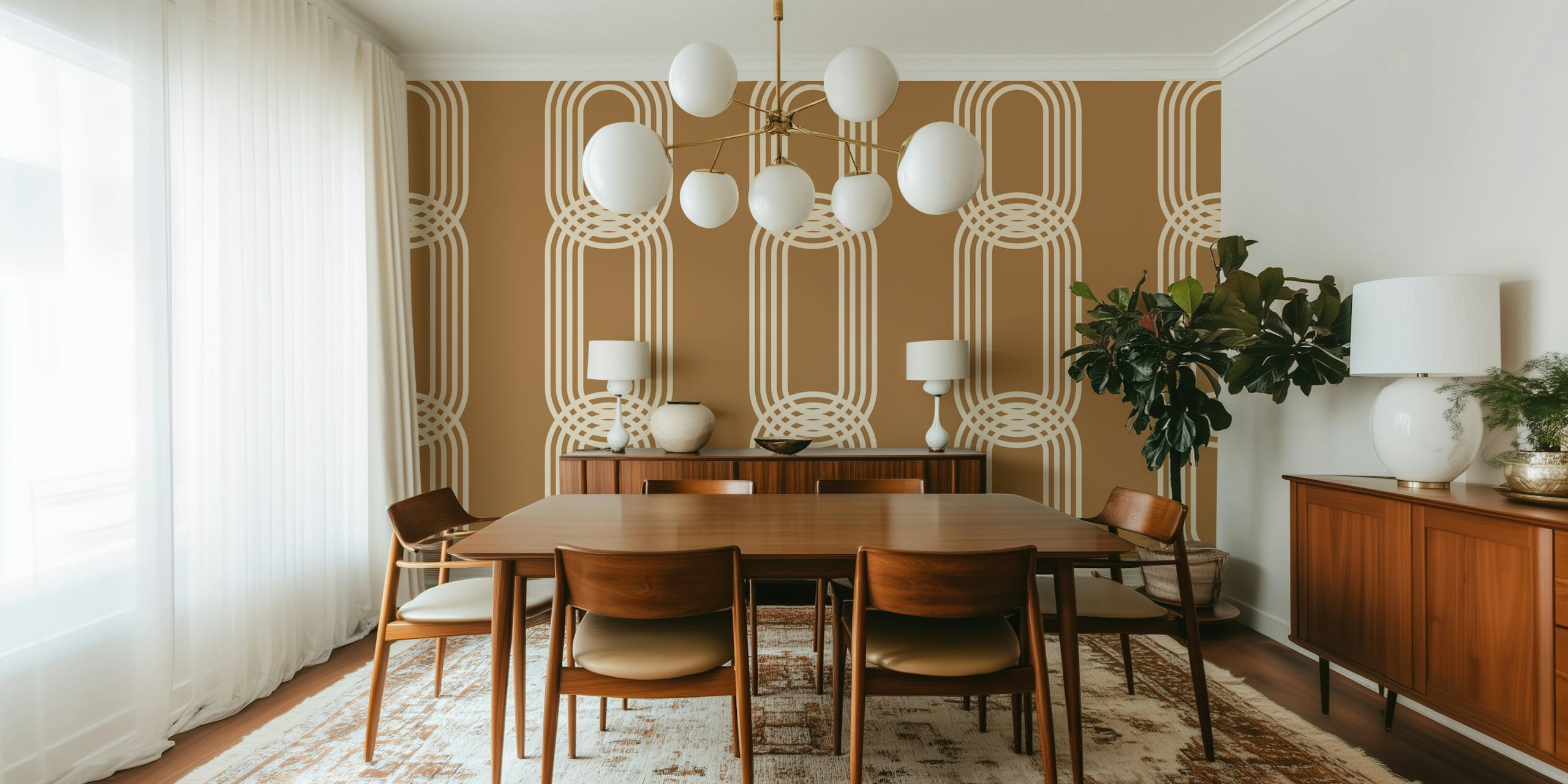 Ταπετσαρία Gold Arches Minimalist σε ένα δωμάτιο