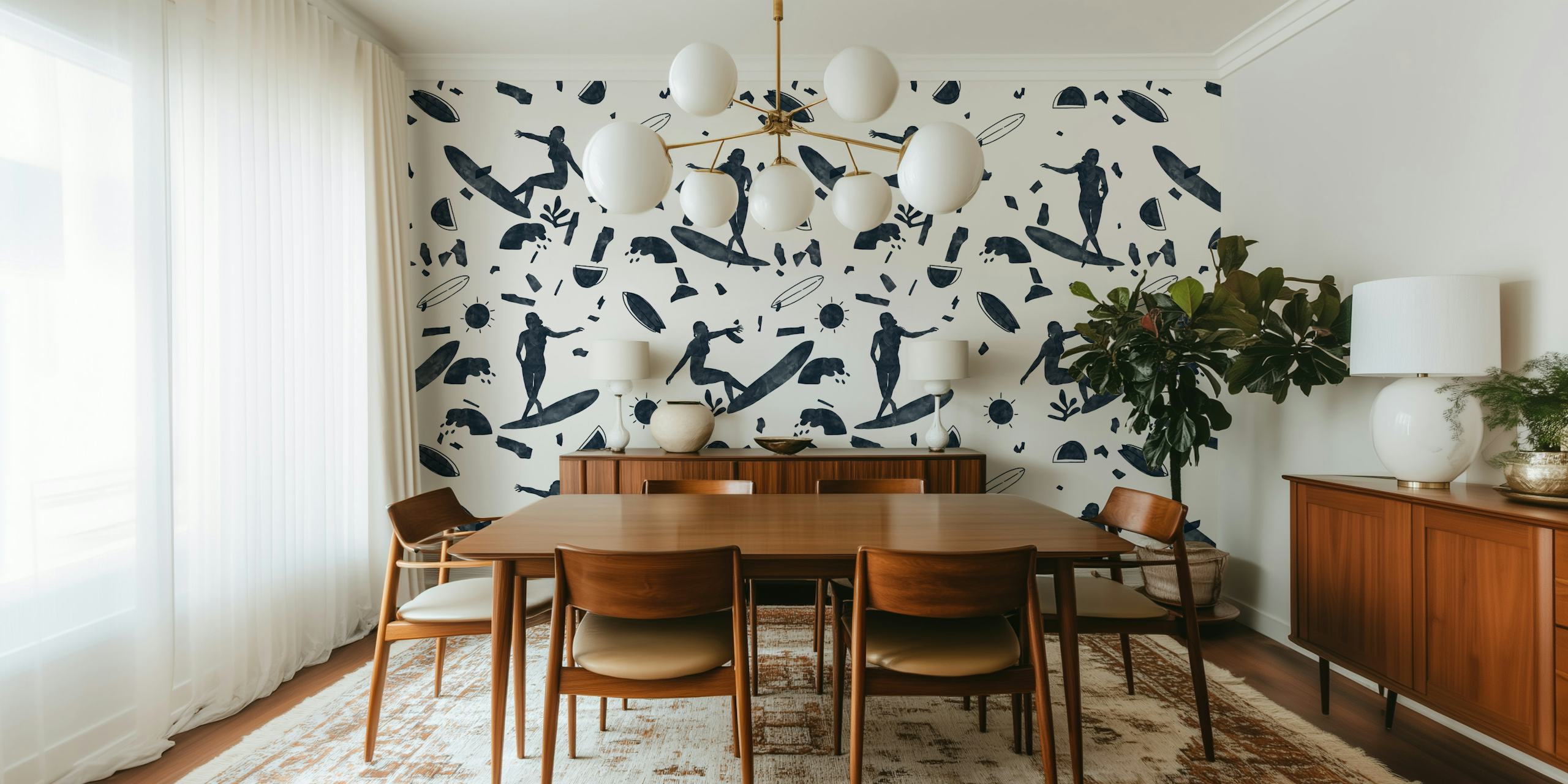 Surfer wallpaper in a bright room