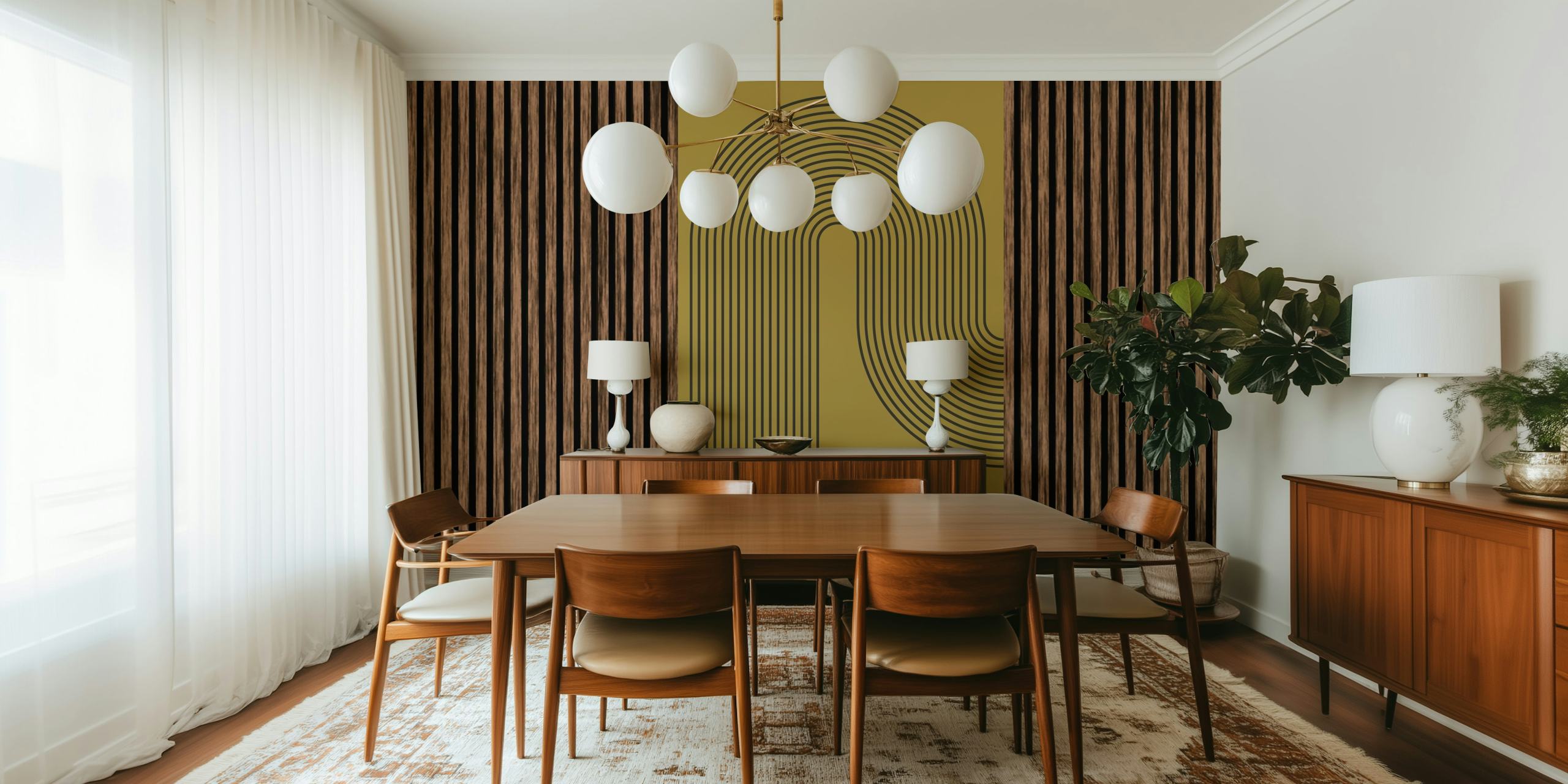 Tapeta Mid-Century Luxury Gold v pokoji