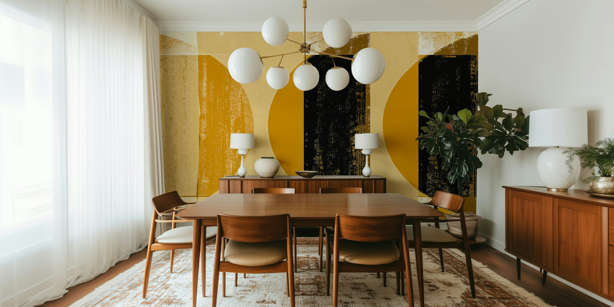 Rustic Vintage Gold Geometry wallpaper in a room