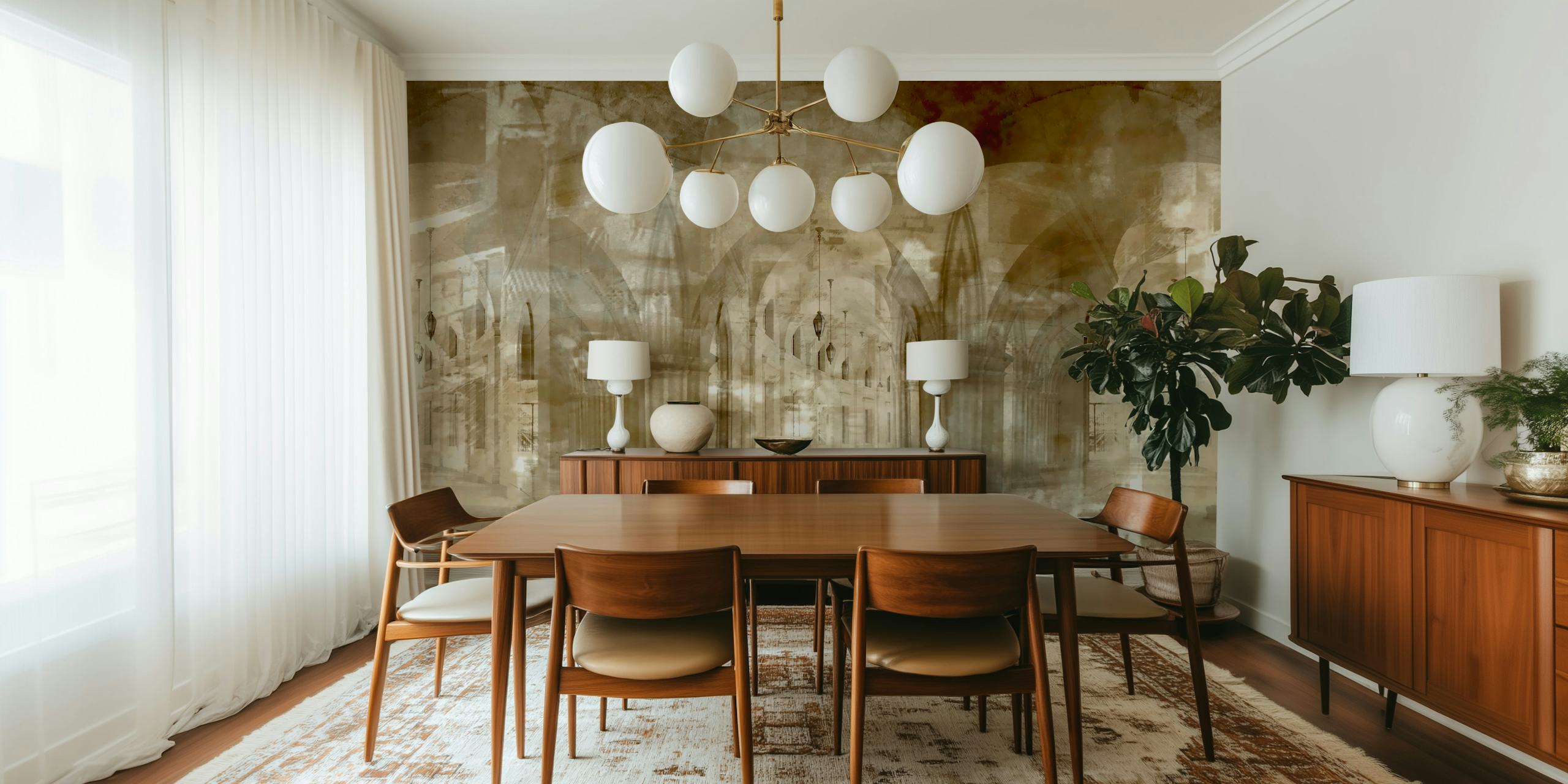 Aged Cathedral Arches wallpaper in a room