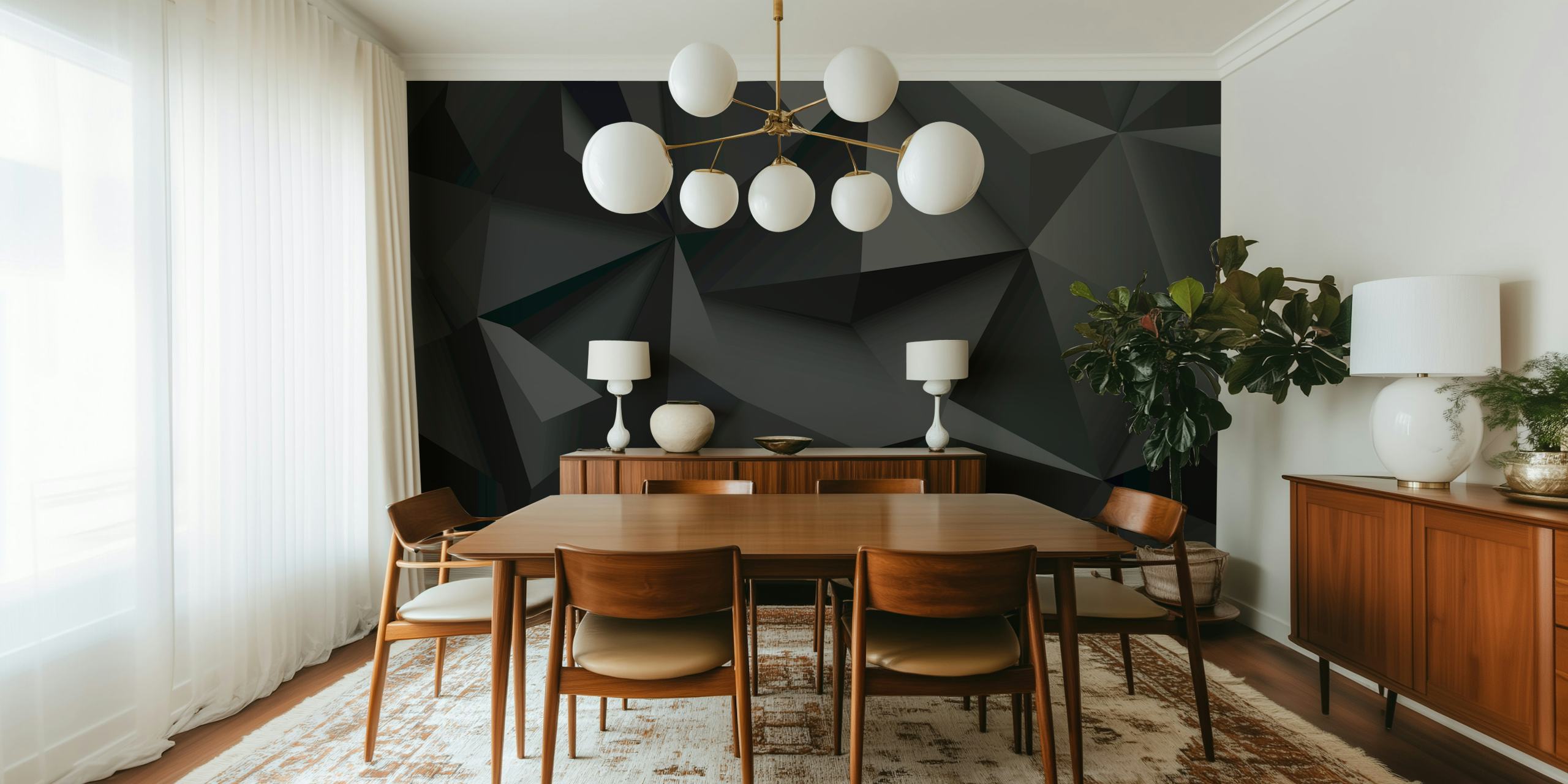 Geometric Monochrome Mosaic tapet i ett rum