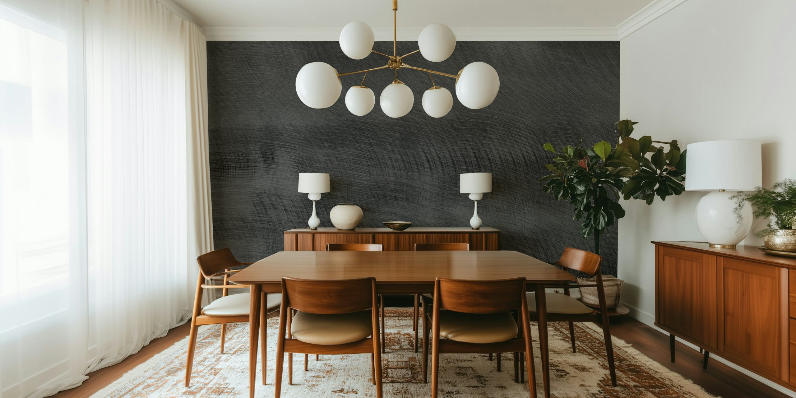 Papel de parede Scratched metal dark grey em um quarto