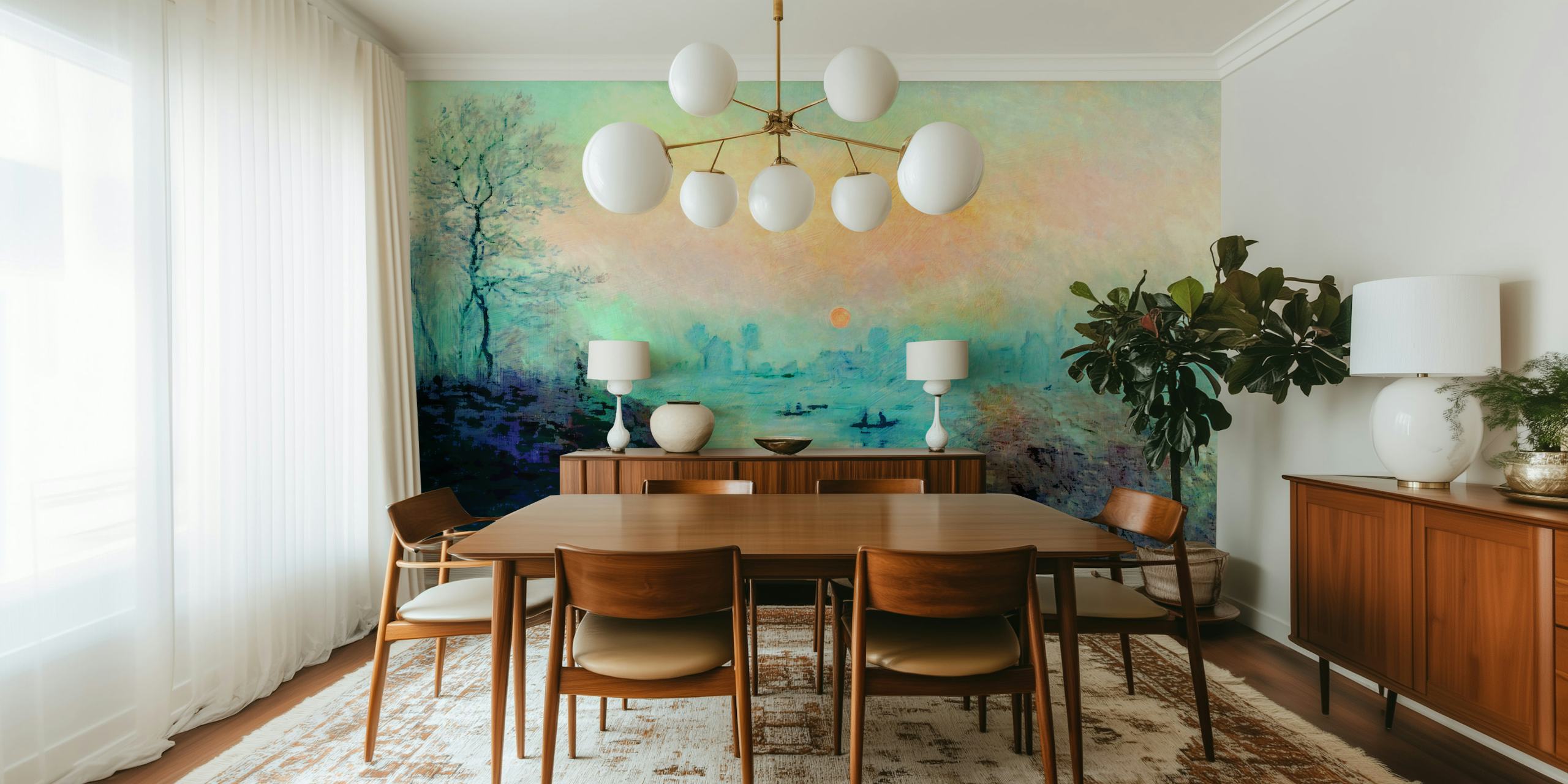 Papel de parede Pastel Lake Dreams em um quarto