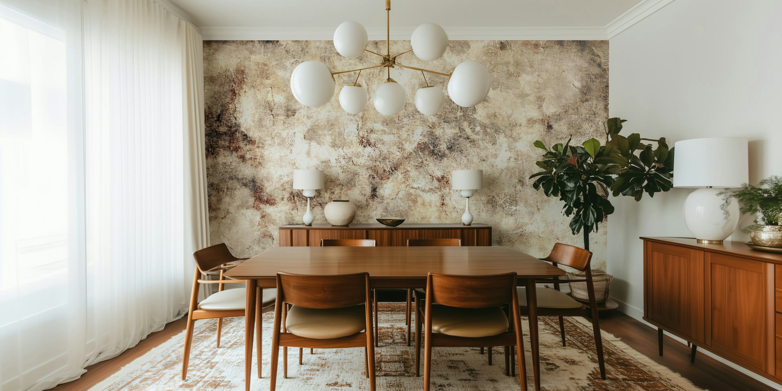 Antique textured wallpaper featuring tones of beige and brown, distressed style wallpaper
