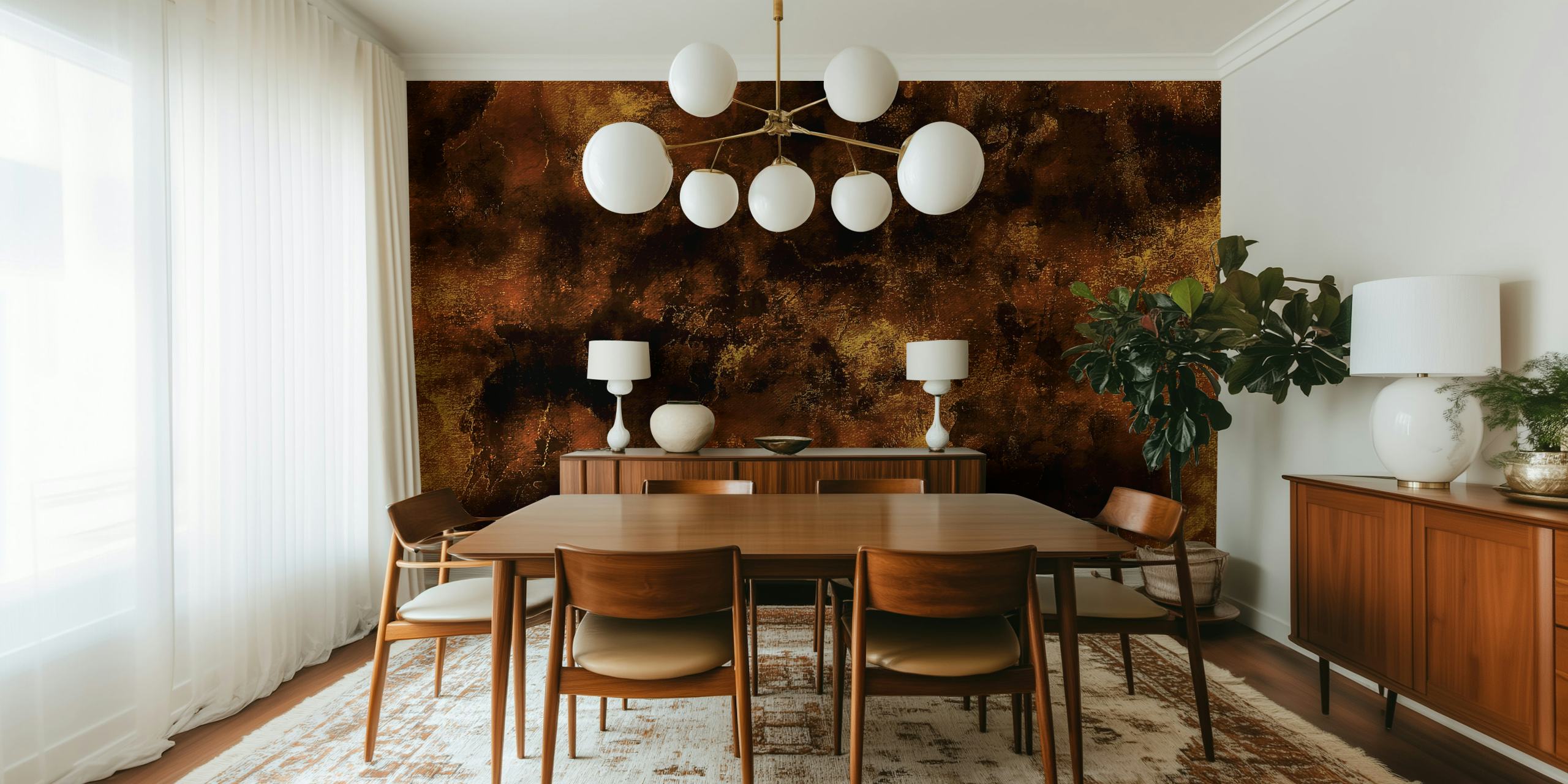 Brown and gold abstract metallic texture wallpaper