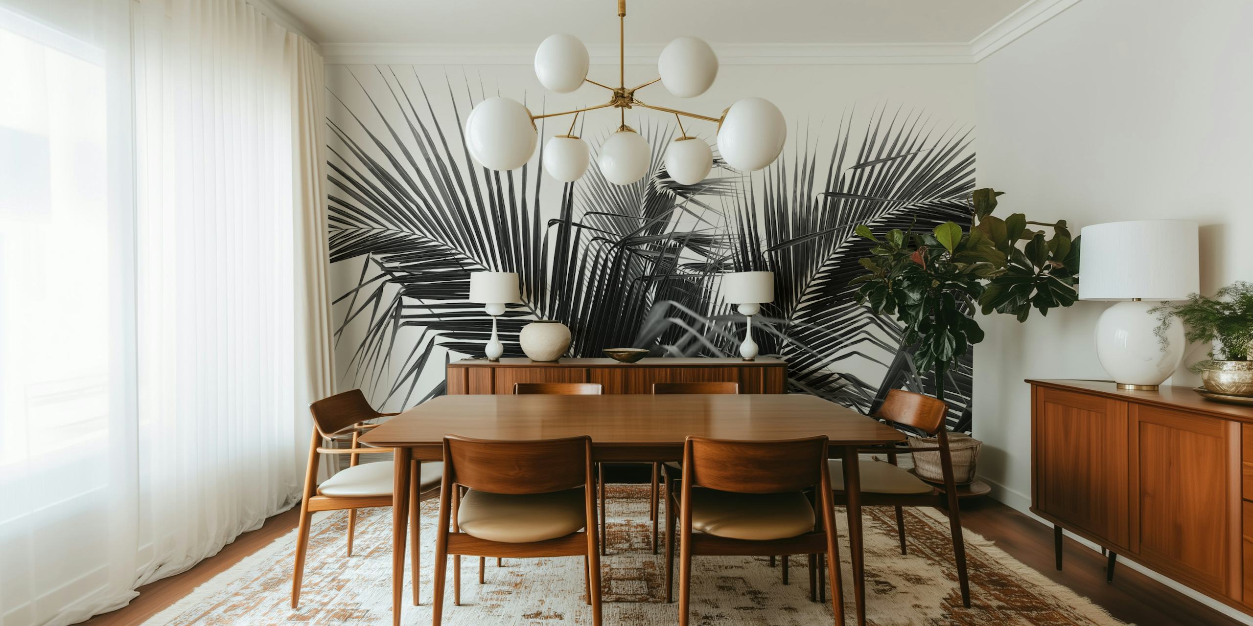 Lush Caribbean palms wallpaper in a room