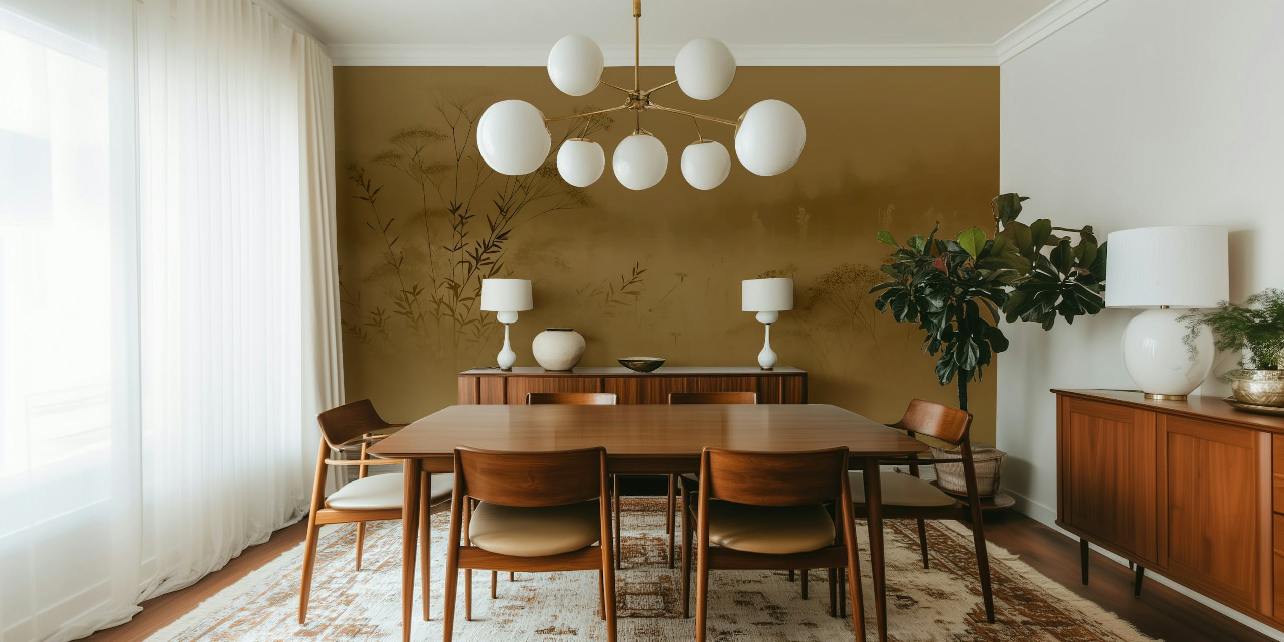 Moody Meadow Silence wallpaper displayed in a room