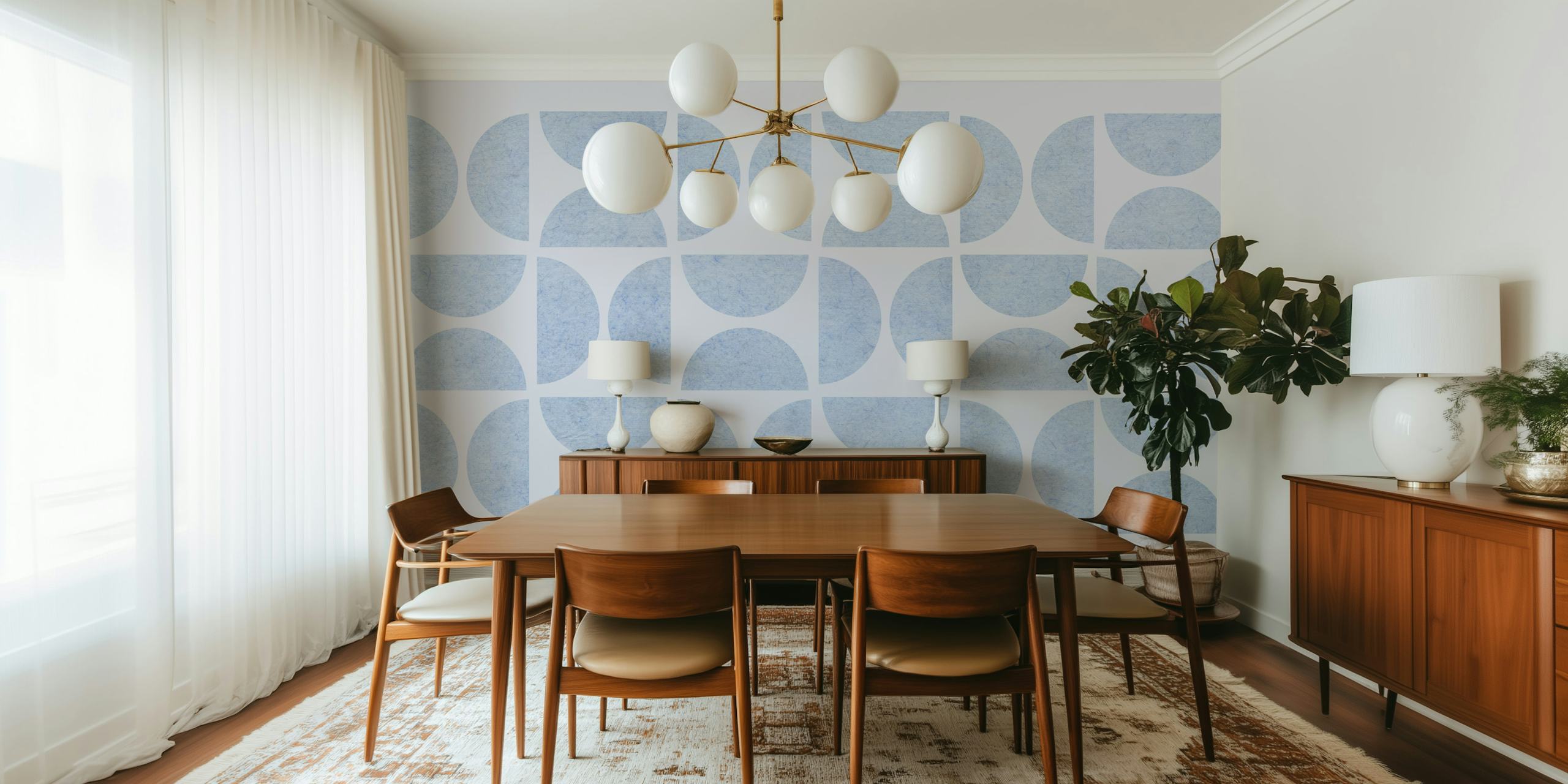 Geometric Blue Bauhaus wallpaper in a room
