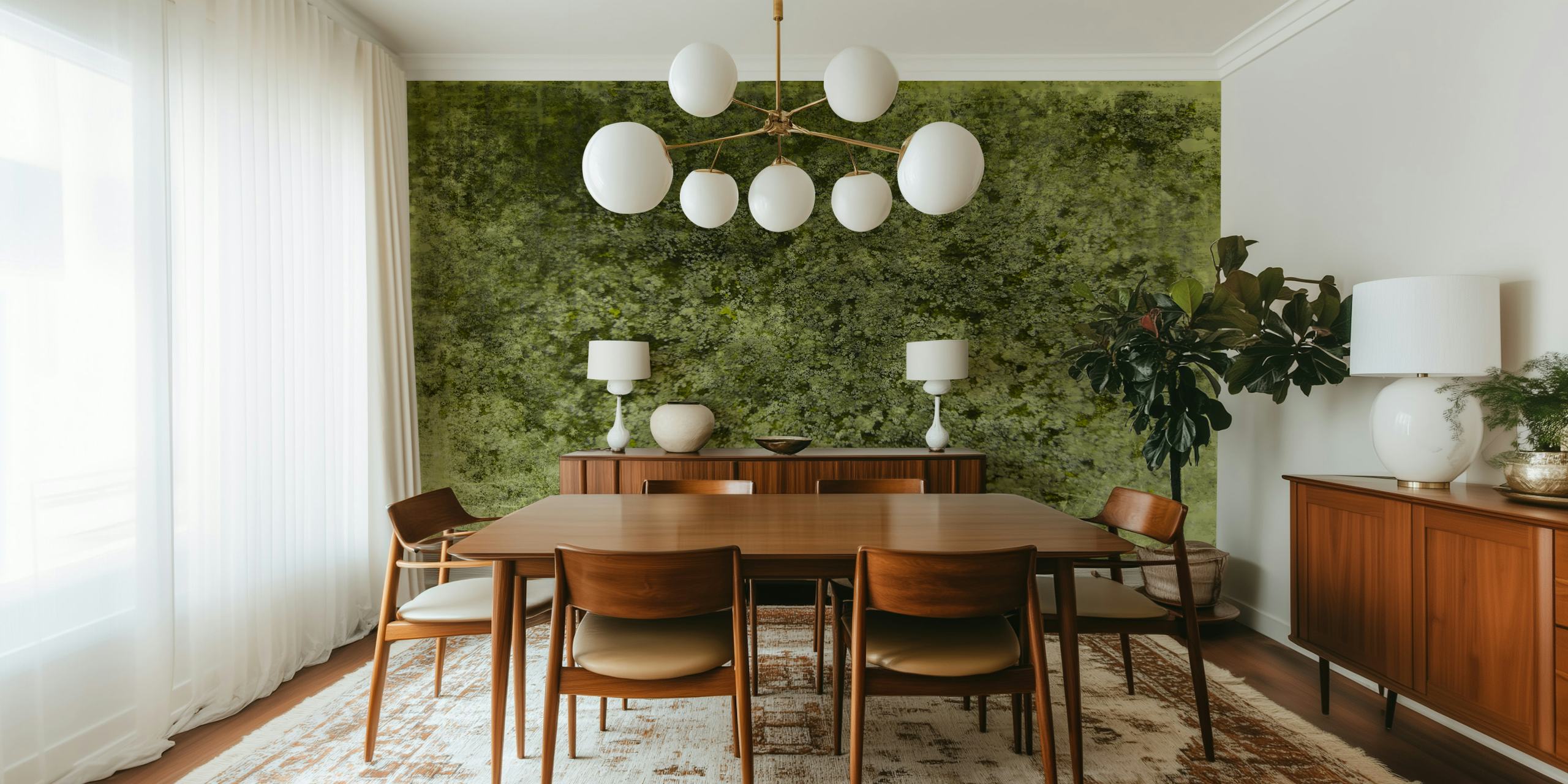 Woodland Moss Serenity-Tapete in einem Raum