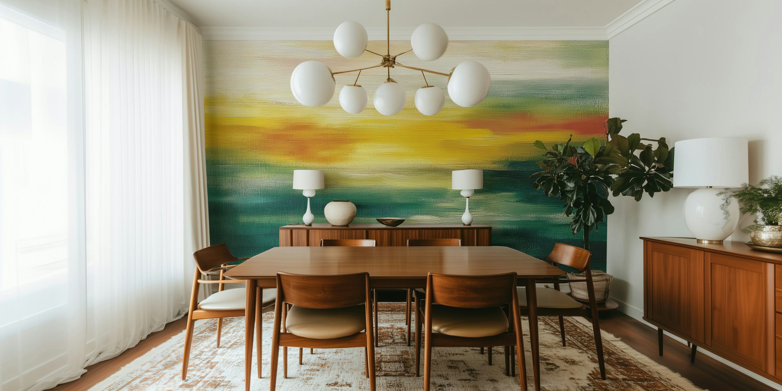 Green Yellow Motion wallpaper displayed in a room