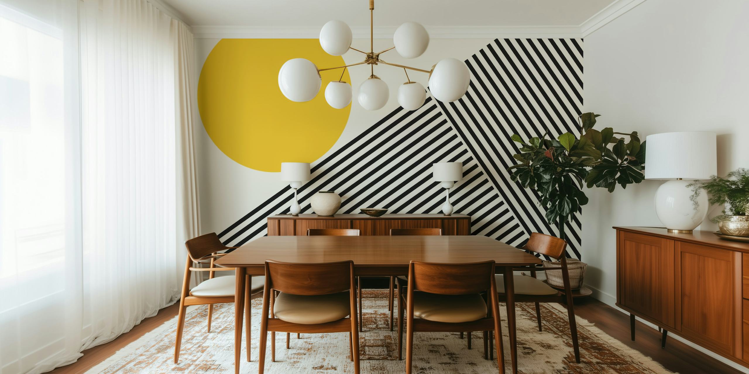 Tapeta Sunrise Geometric Art u sobi