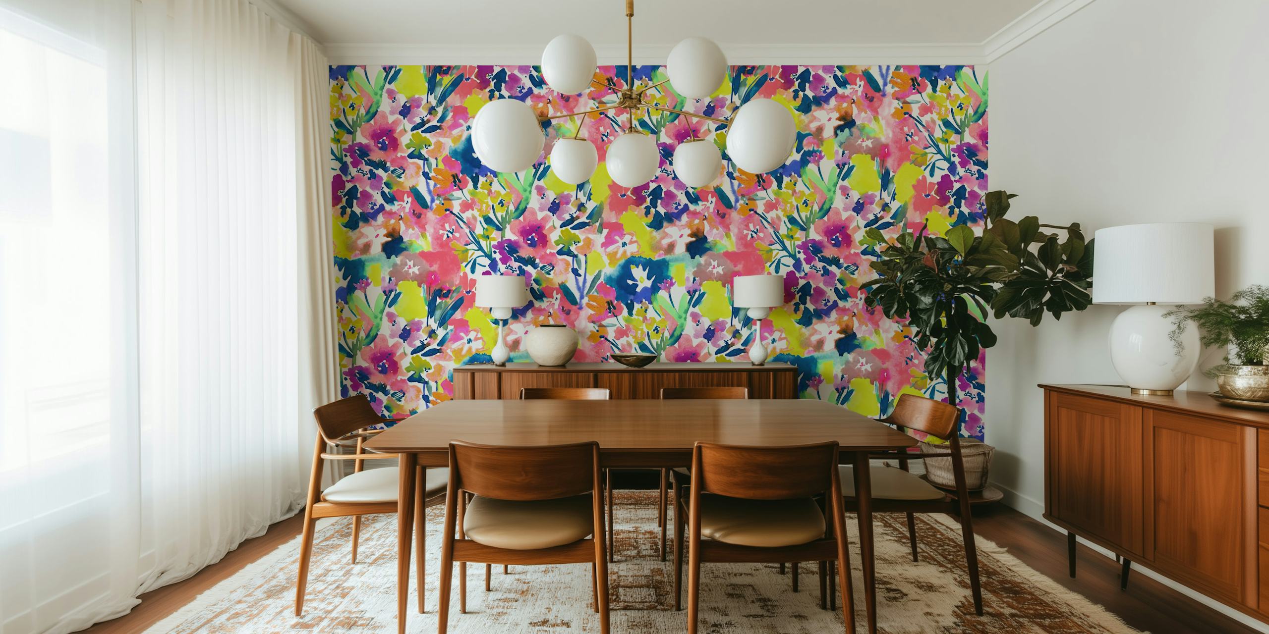 Tapeta Bright Floral Fusion v místnosti