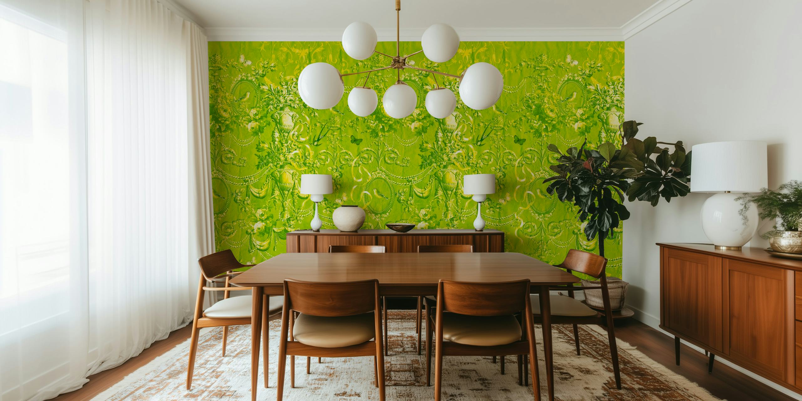 Papel de parede Lime Verdant Classic Art em um quarto