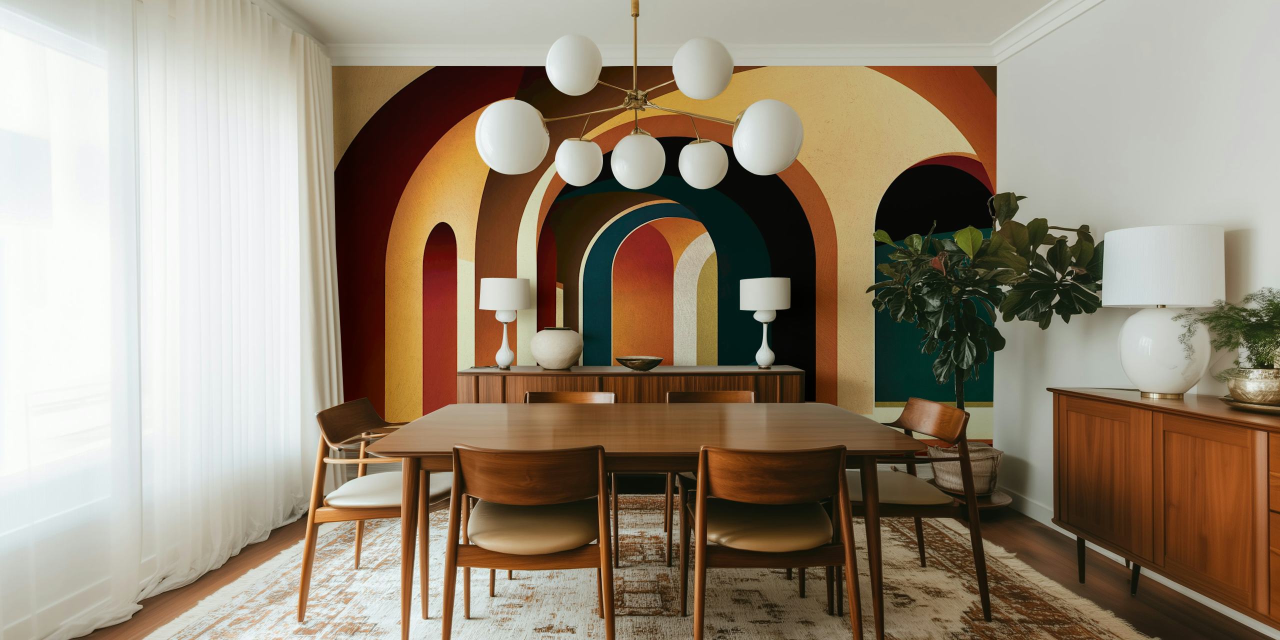 Earthy toned arches in a modern style wallpaper